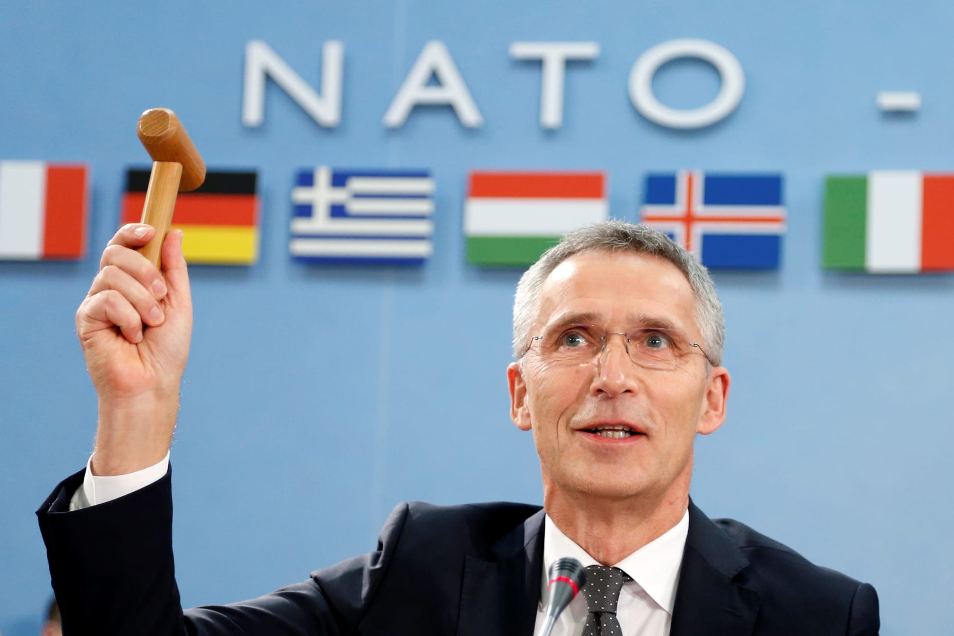 <p>NATO Secretary-General Jens Stoltenberg chairs a meeting of NATO foreign ministers at the Alliance headquarters in Brussels, Belgium in December 2017.</p>