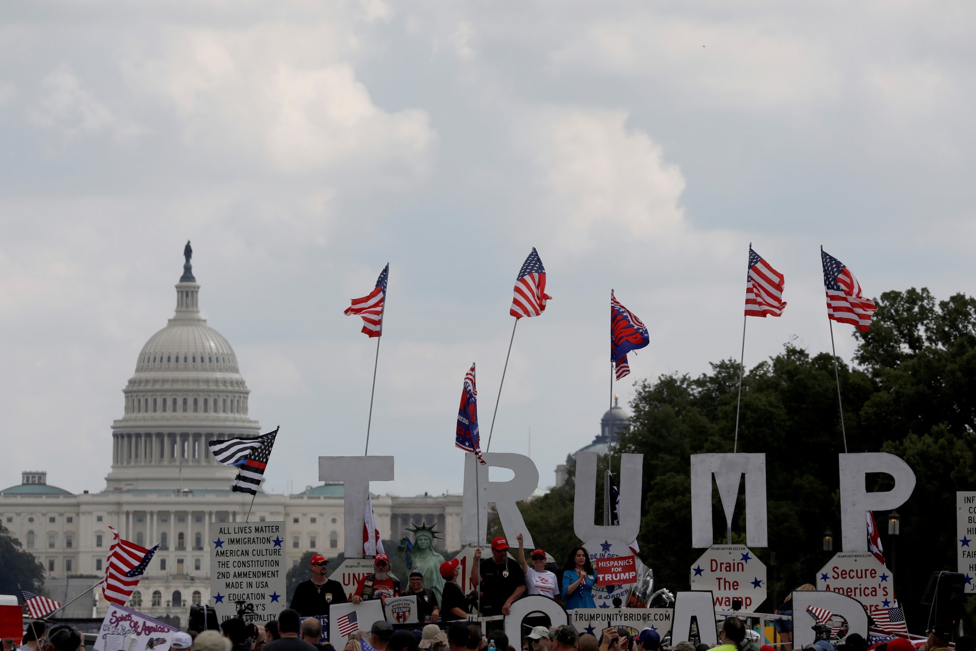 <p>Activists gather during the Mother of All Rallies demonstration promoting the “protection for traditional American values and an America First agenda” on the National Mall in Washington, D.C., on September 16, 2017. </p>
