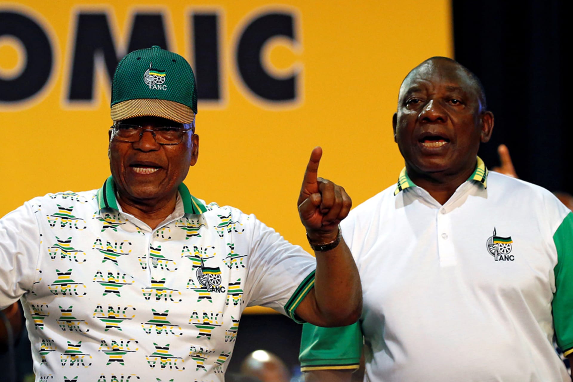 <p>South Africa’s President Jacob Zuma sings next to newly elected president of the ANC Cyril Ramaphosa during the 54th National Conference of the ruling African National Congress (ANC) in Johannesburg, South Africa December 18, 2017.</p>