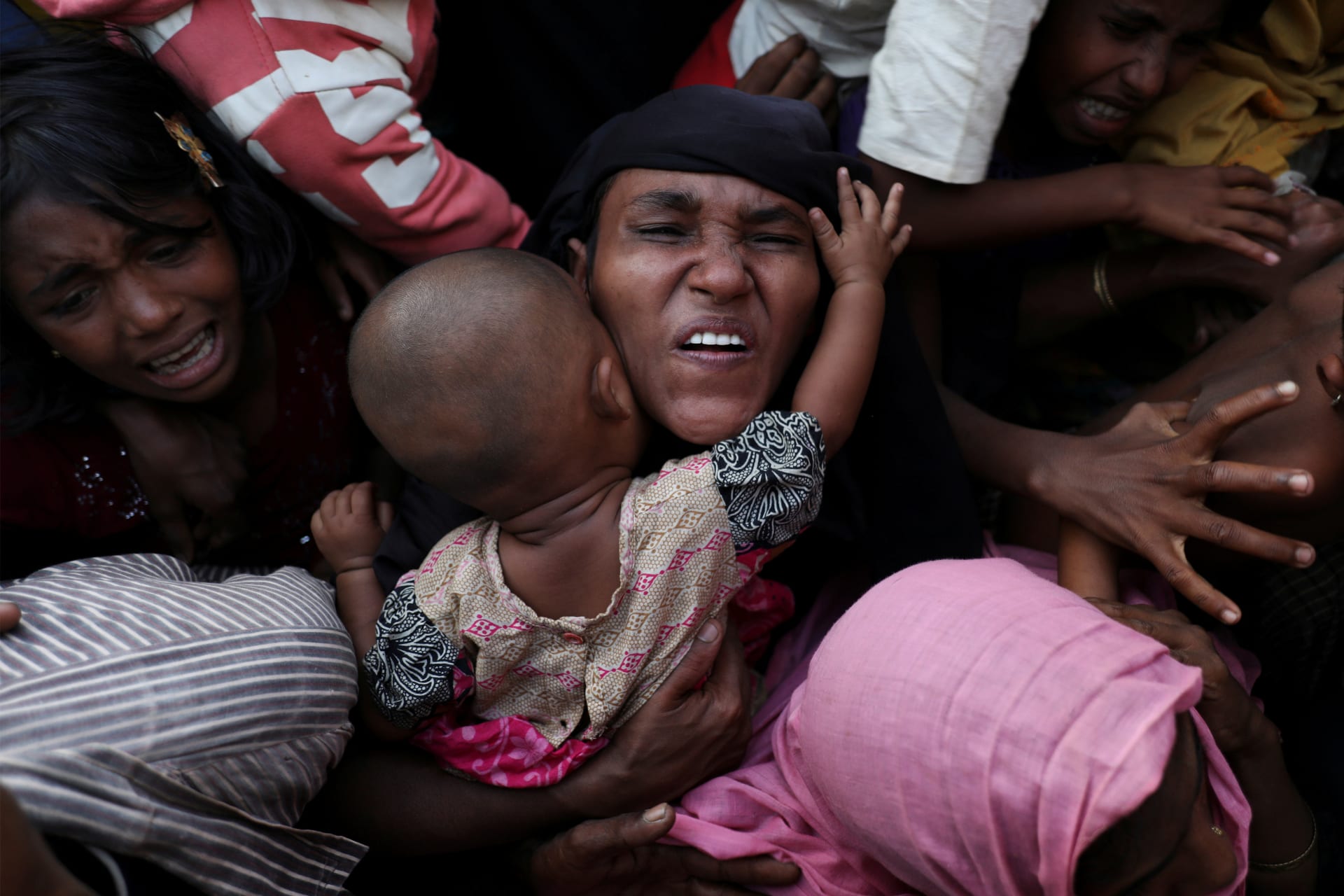 <p>Rohingya refugees wait for aid near Cox’s Bazar, Bangladesh. </p>
