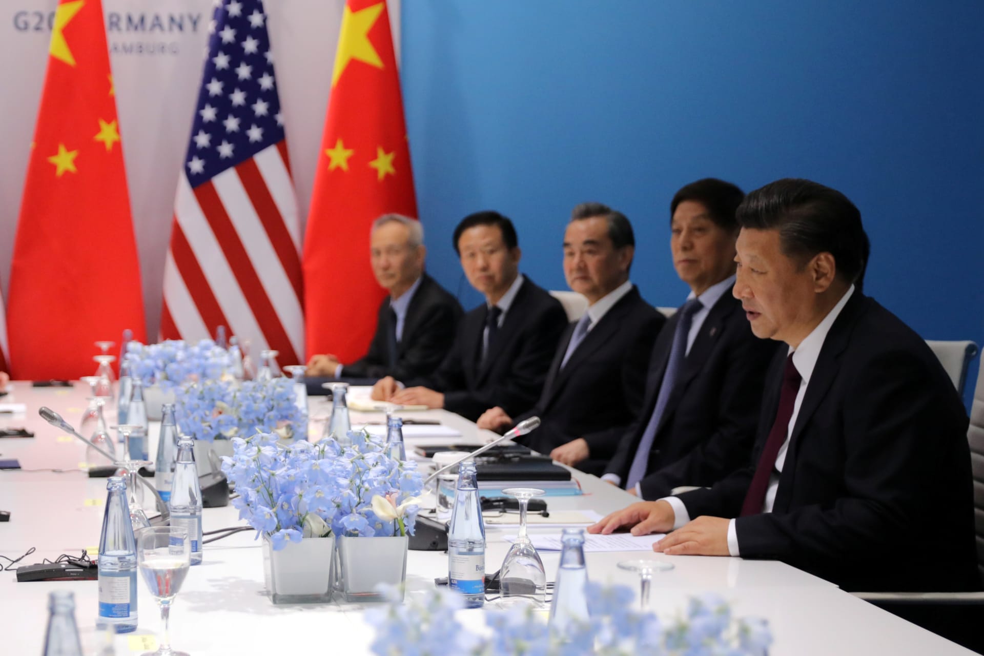<p>U.S. President Donald J. Trump and Chinese President Xi Jinping attend the bilateral meeting at the G20 leaders summit in Hamburg, Germany July 8, 2017. </p>
