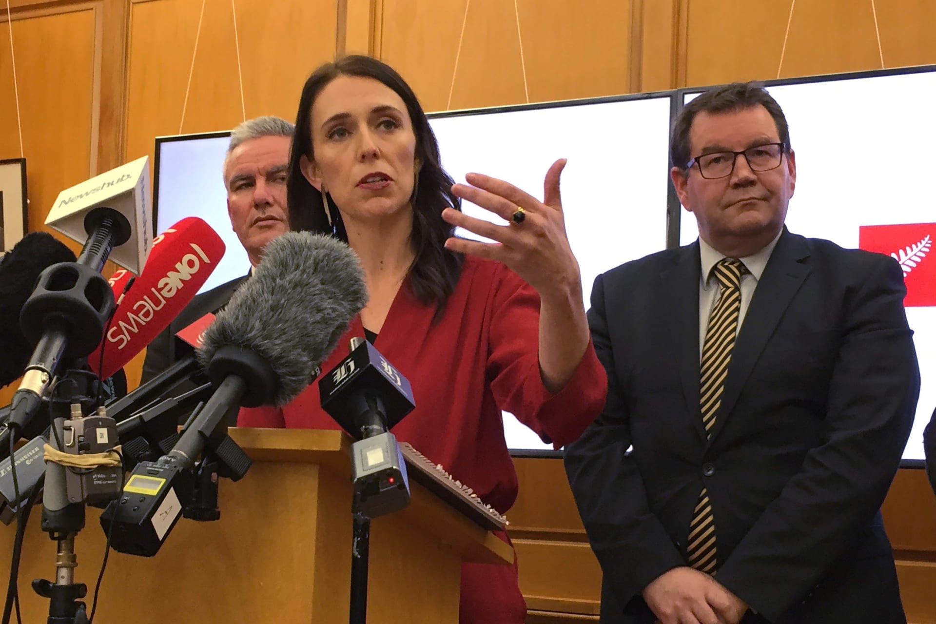 <p>New Zealand Labour leader Jacinda Ardern speaks to the press after leader of New Zealand First party Winston Peters announced his support for her party in Wellington, New Zealand, October 19, 2017.</p>
