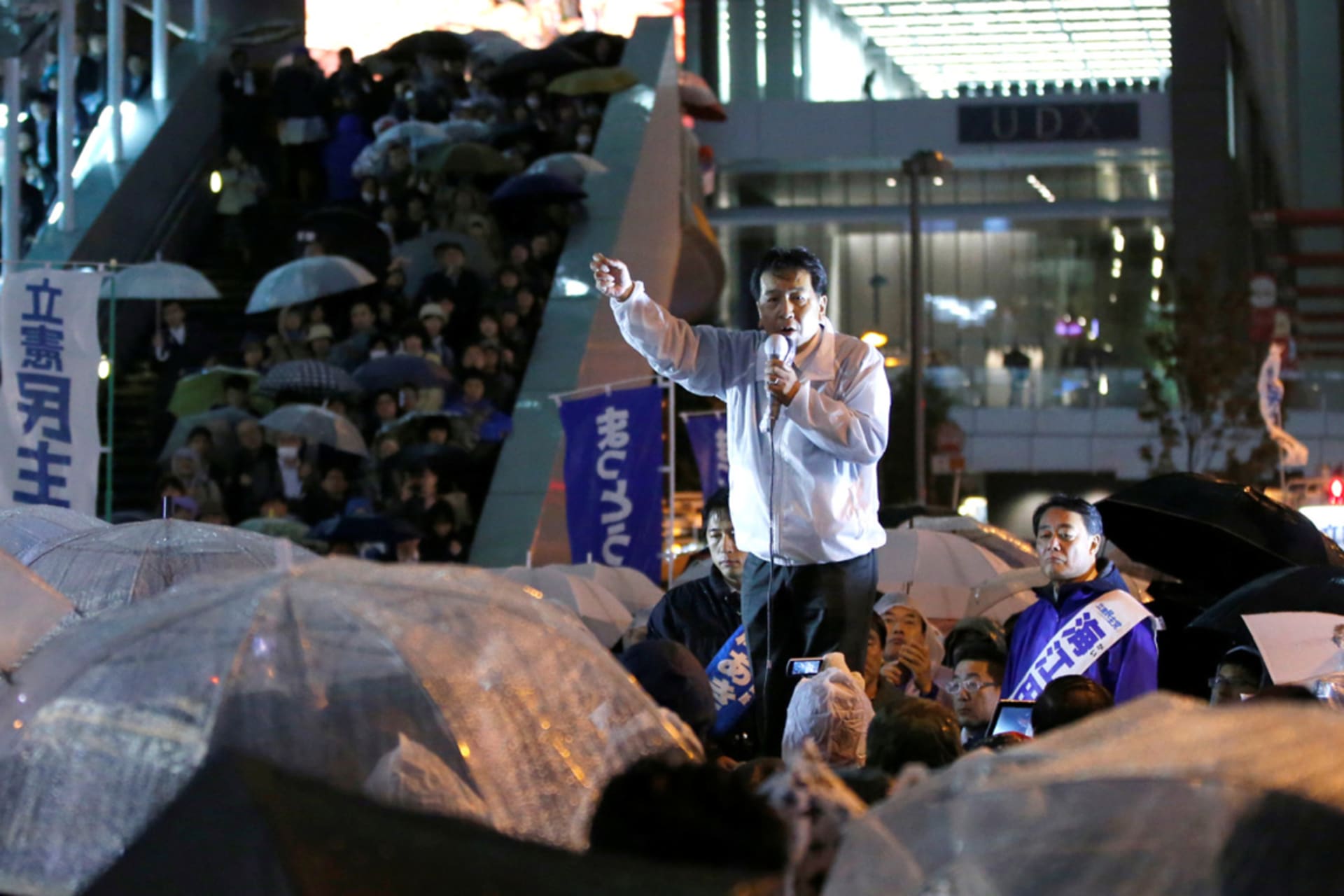<p>Constitutional Democratic Party of Japan leader Yukio Edano speaks at a campaign rally in Tokyo, Japan on October 19.</p>
