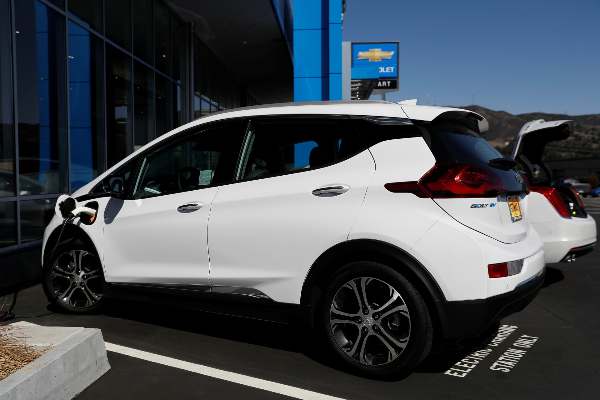 <p>A Chevrolet Bolt electric vehicle is seen at Stewart Chevrolet in Colma, California.</p>
