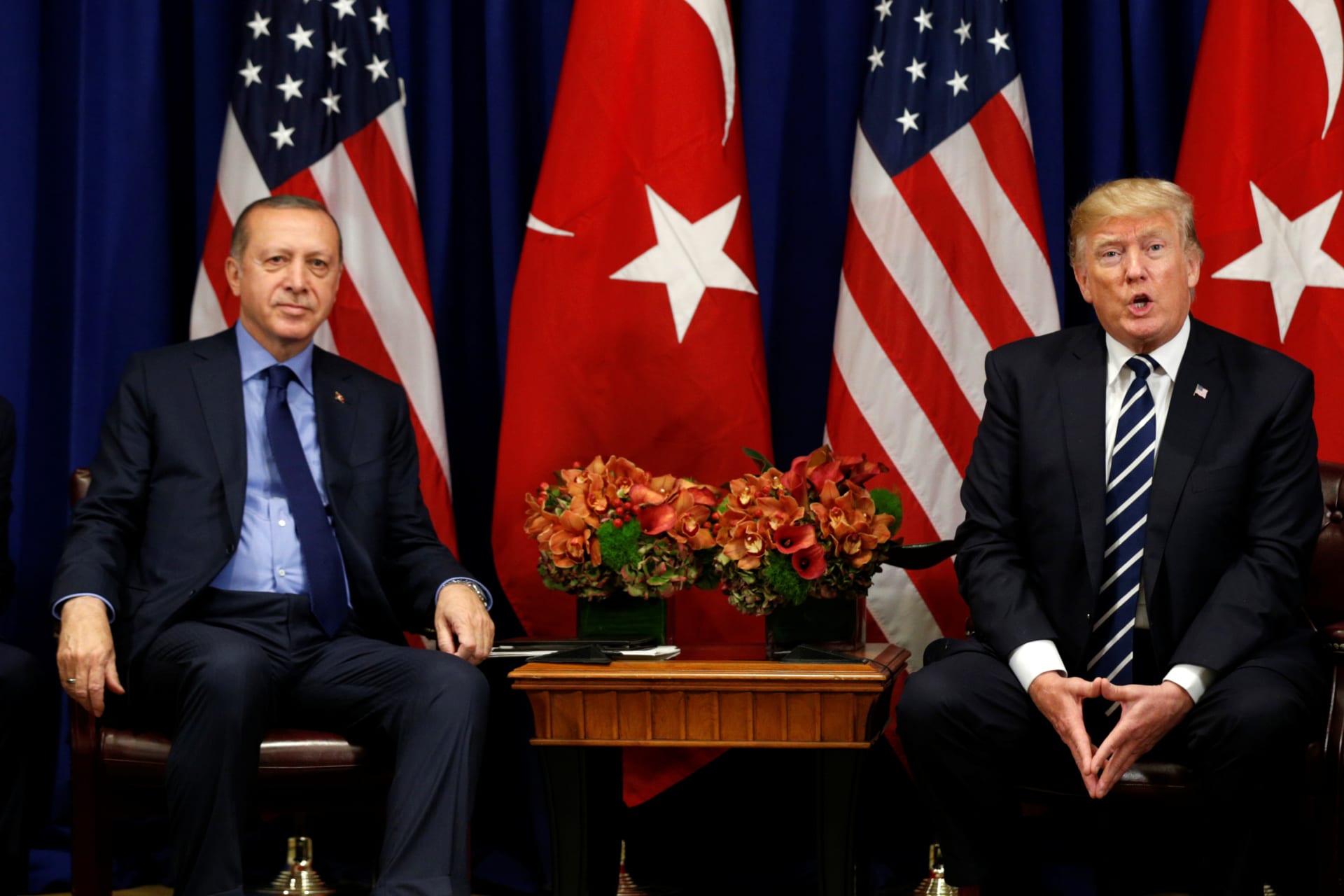 <p>President Trump meets with President Erdogan during the U.N. General Assembly in New York, September 21, 2017 (REUTERS/Kevin Lamarque)</p>
