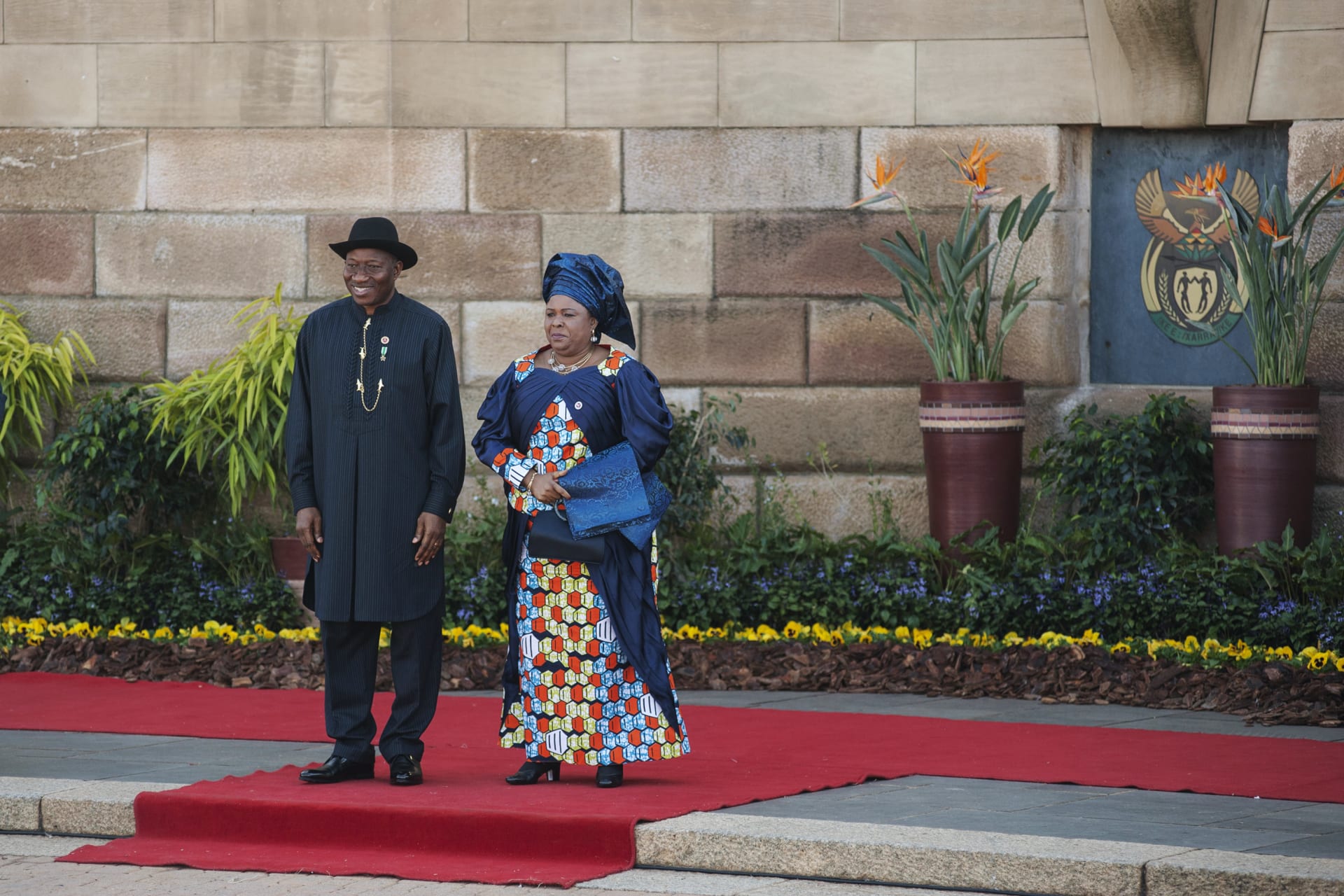 <p>Patience Jonathan with her husband, President Goodluck Jonathan, in South Africa, May 24, 2014. The former first lady is one of many people linked to the Jonathan administration being investigated by the EFCC.</p>
