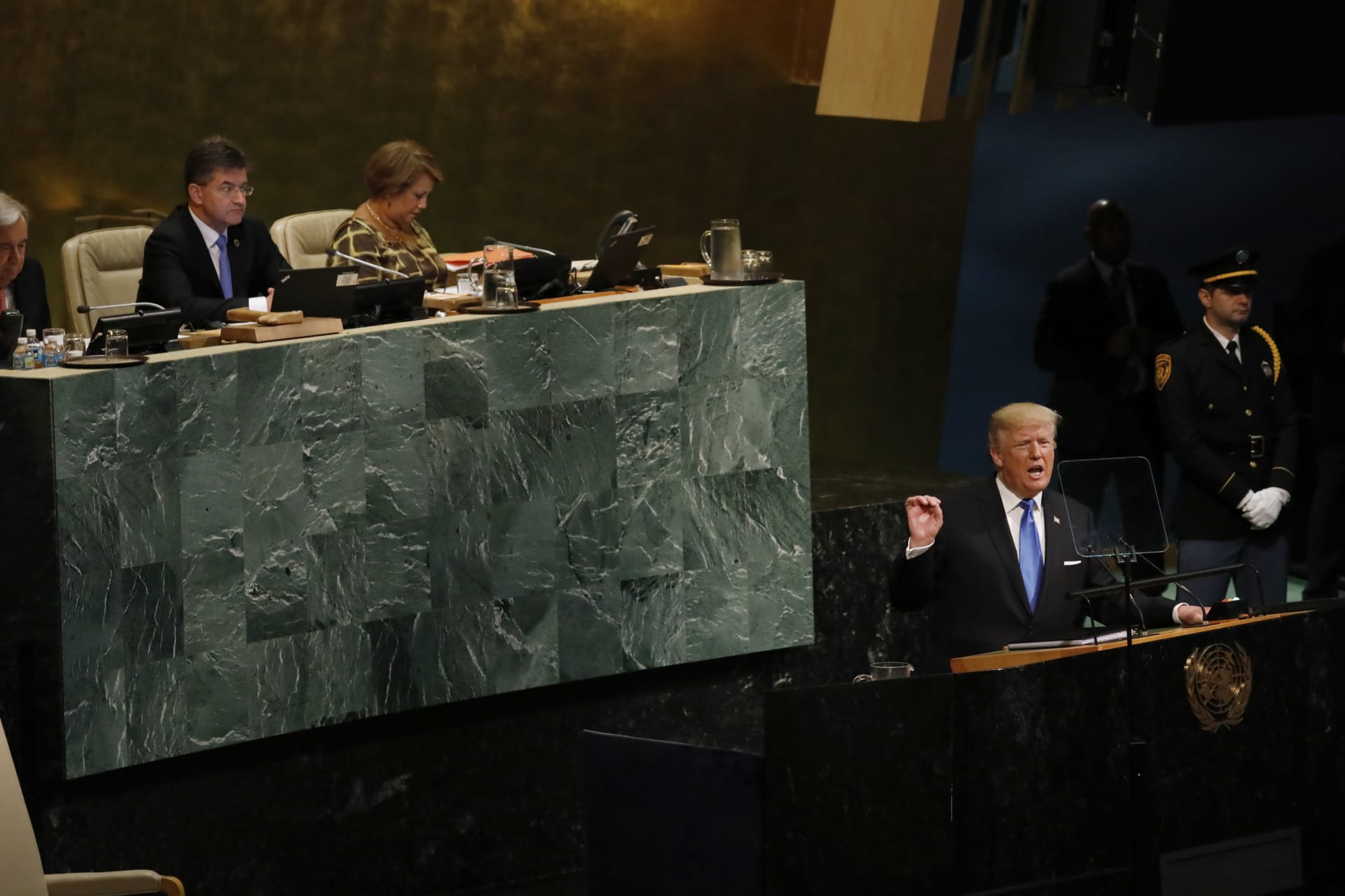 <p>President Donald Trump addresses the 72nd United Nations General Assembly on September 19, 2017.</p>
