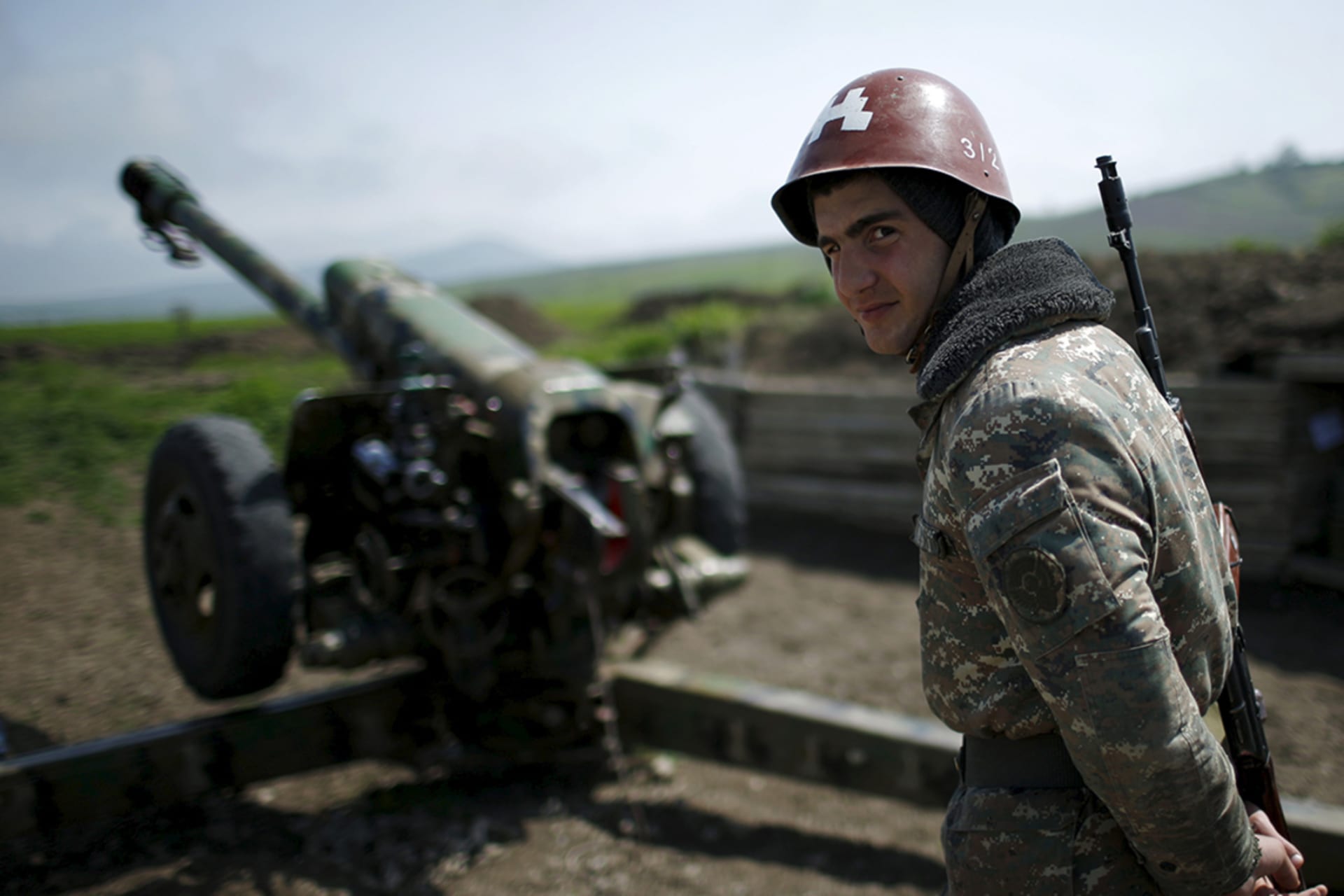 <p>An ethnic Armenian soldier in the disputed Nagorno-Karabakh region.</p>
