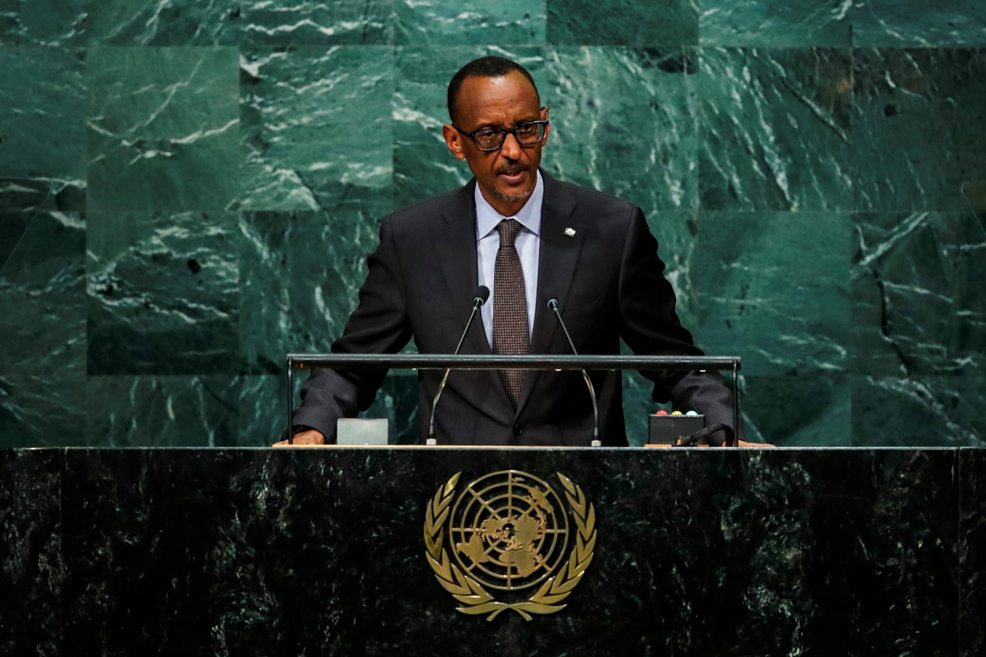 <p>Rwanda’s President Paul Kagame addresses the United Nations General Assembly in the Manhattan borough of New York, U.S., September 22, 2016.</p>
