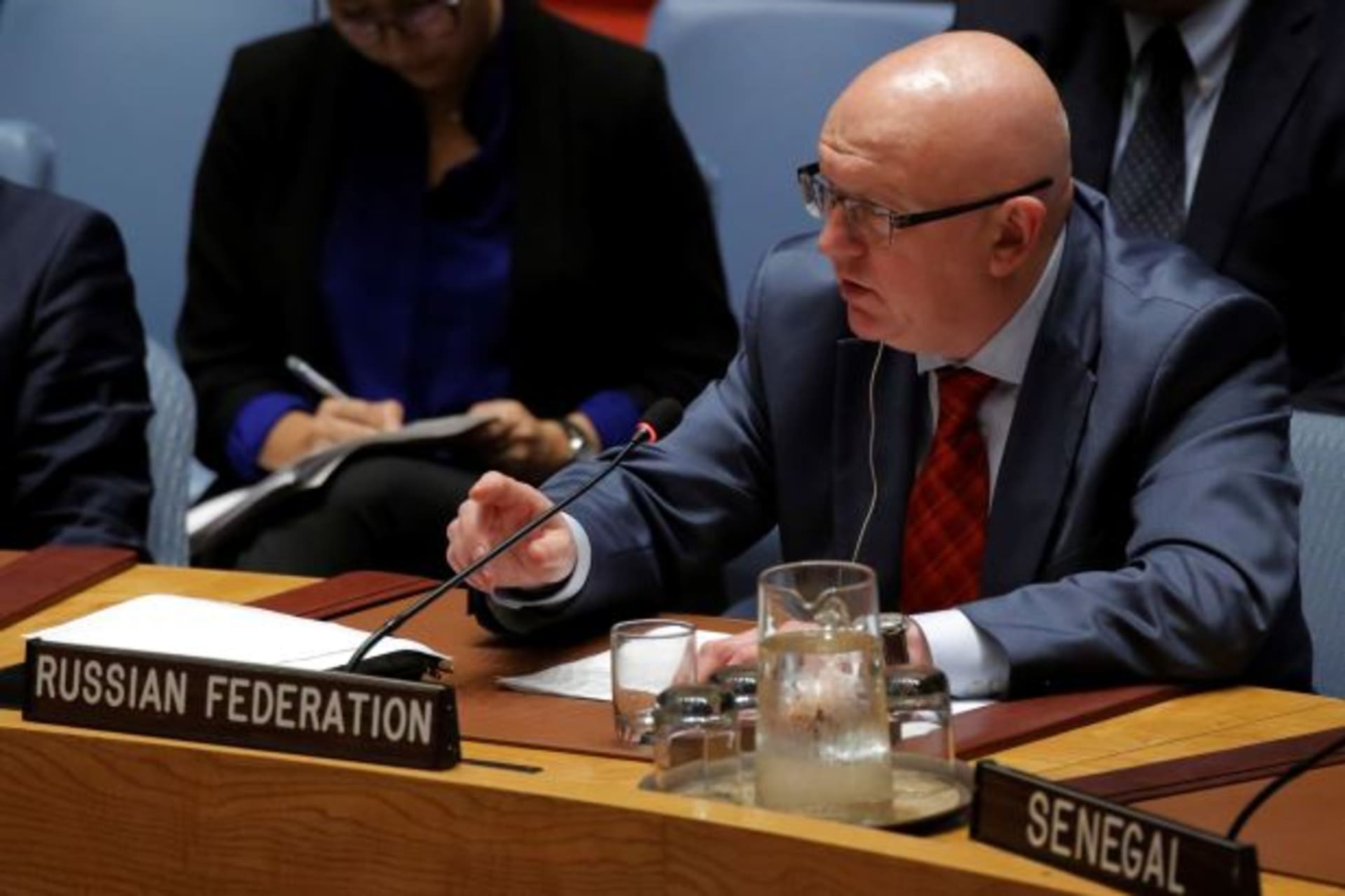 <p>Russian Ambassador to the United Nations Vasily Nebenzya delivers remarks during a meeting by the United Nations Security Council on North Korea at the U.N. headquarters in New York City, U.S., August 29, 2017.</p>
