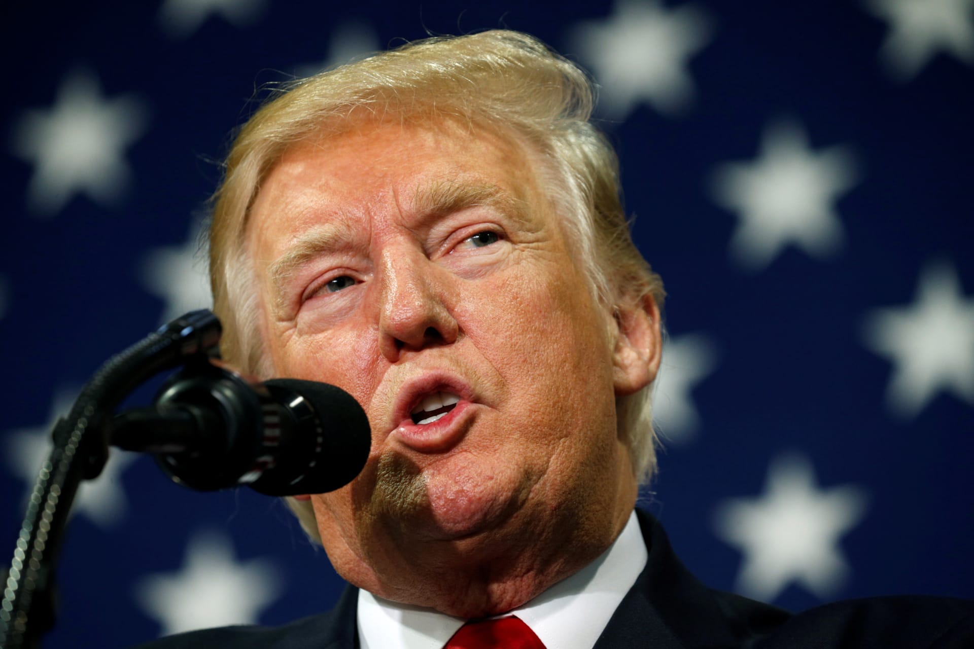 <p>President Donald J. Trump speaks during a visit to Loren Cook Company in Springfield, Missouri on August 30, 2017.</p>
