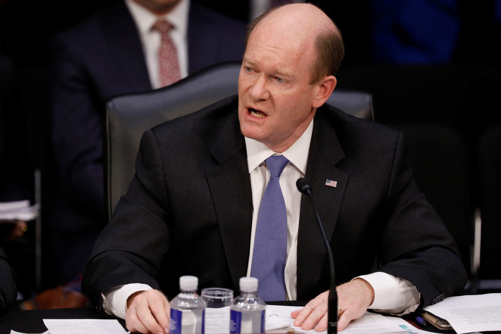 <p>Sen. Chris Coons (D-DE) on Capitol Hill in Washington, D.C., U.S., April 3, 2017. Sen. Coons, who is leading the CODEL, is the former chairman of the Senate Foreign Relations Committee Subcommittee on African Affairs.</p>
