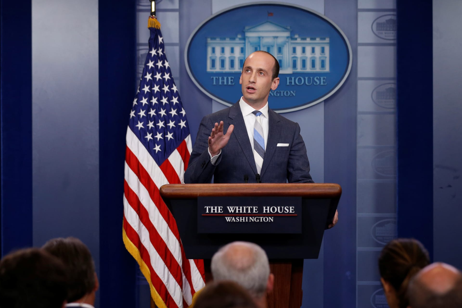 <p>White House senior policy advisor Stephen Miller discusses U.S. immigration policy at the daily press briefing at the White House.</p>
