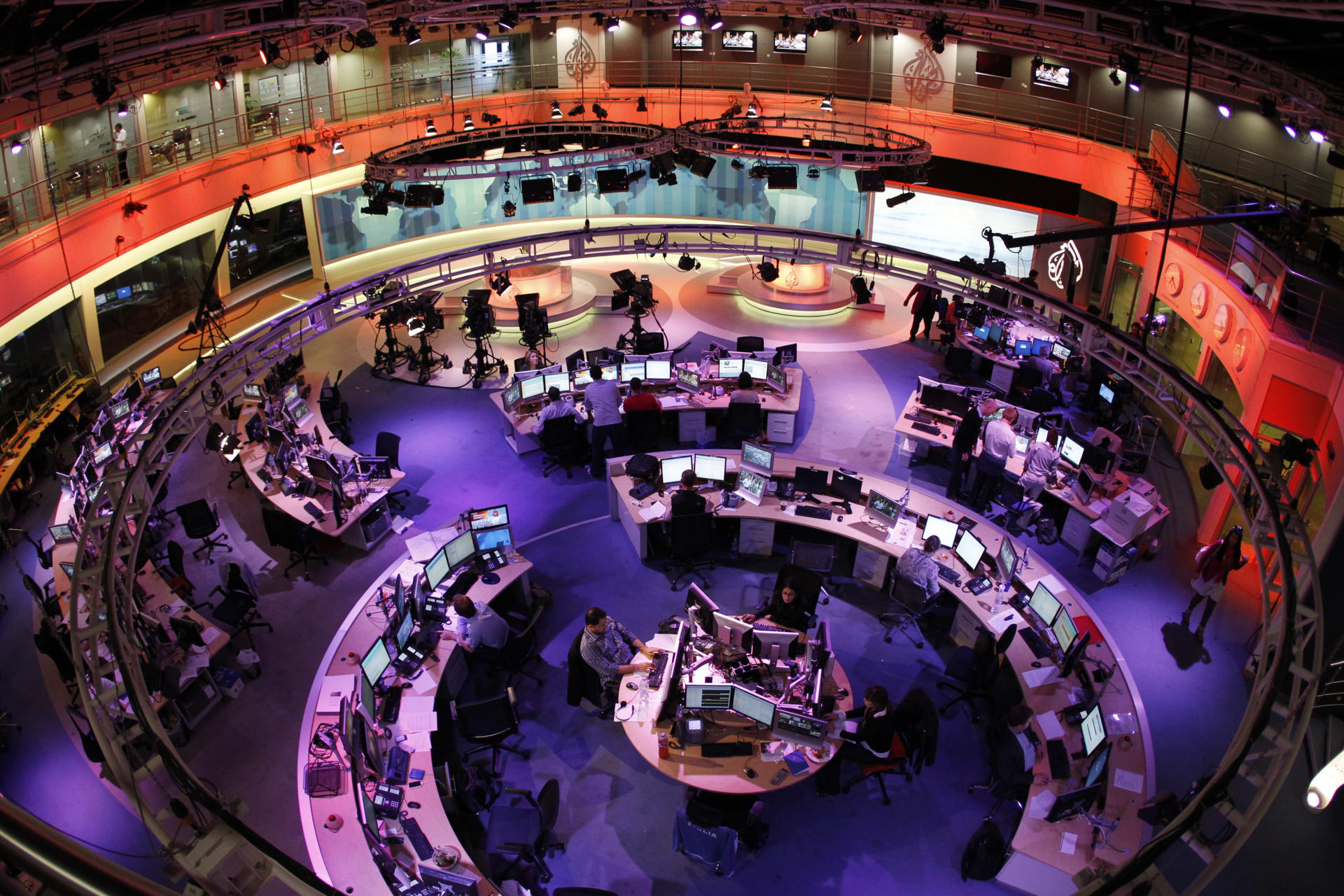 <p>Al Jazeera English covers the 2011 Arab uprisings at its Doha headquarters.</p>
