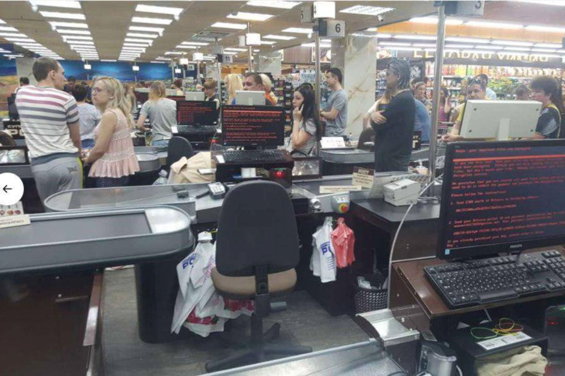 <p>Customers queue in ‘Rost’ supermarket in Kharkiv, Ukraine June 27, 2017 in this picture obtained from social media.</p>