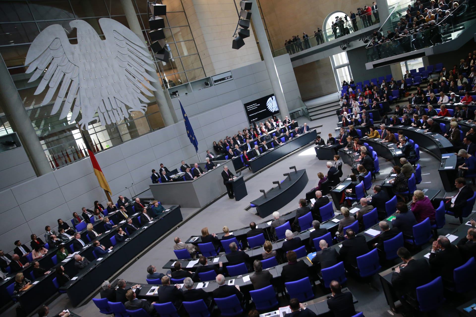 <p>The Bundestag, the lower house of Germany’s parliament on March 22, 2017.</p>