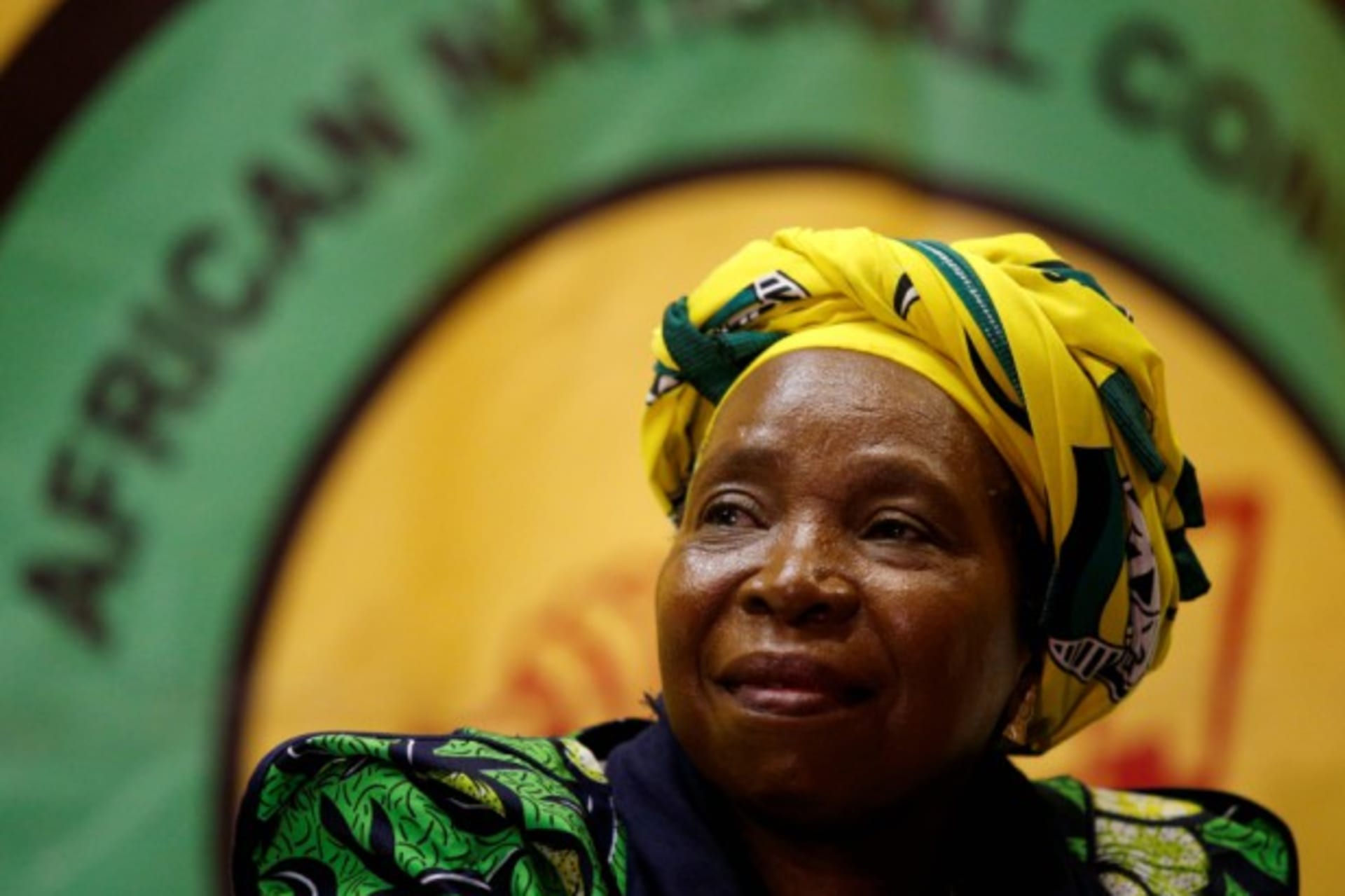 <p>Former African Union chairperson Nkosazana Dlamini-Zuma reacts before addressing a lecture to members of the African National Congress Youth League in Durban, South Africa, April 20, 2017. </p>
