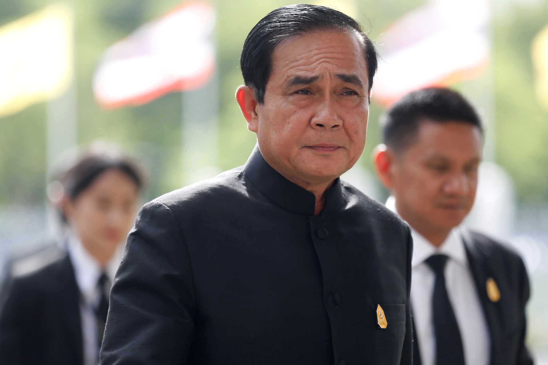 <p>Thailand’s Prime Minister Prayuth Chan-ocha arrives to attend a weekly cabinet meeting at Government House in Bangkok, Thailand on June 13, 2017.</p>
