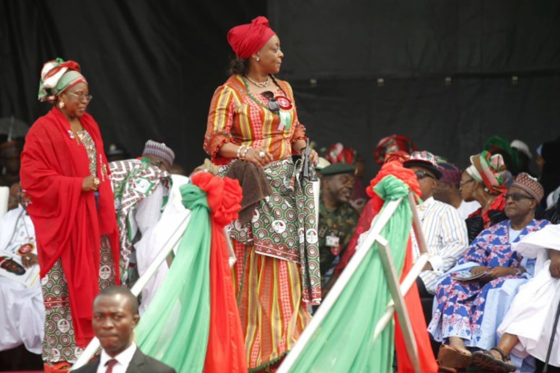 <p>Nigeria’s Petroleum Minister Diezani Alison-Madueke (C) attends the flag-off for Nigeria’s President Goodluck Jonathan’s campaign for a second term in office, in Lagos January 8, 2015. </p>
