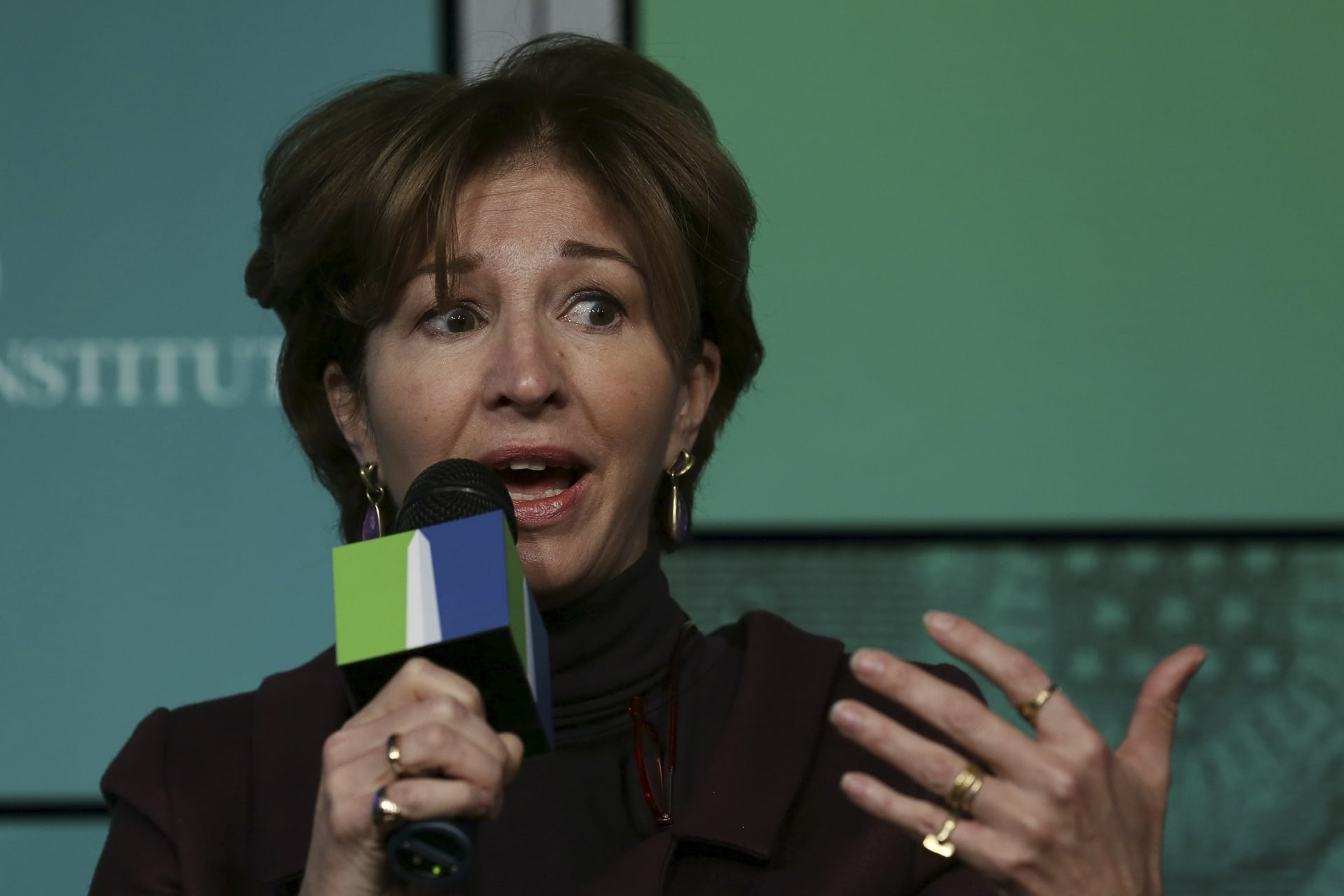 <p>Anne-Marie Slaughter, president of the New America Foundation, speaks during the fifth annual Washington Ideas Forum at the Newseum in Washington November 13, 2013.</p>
