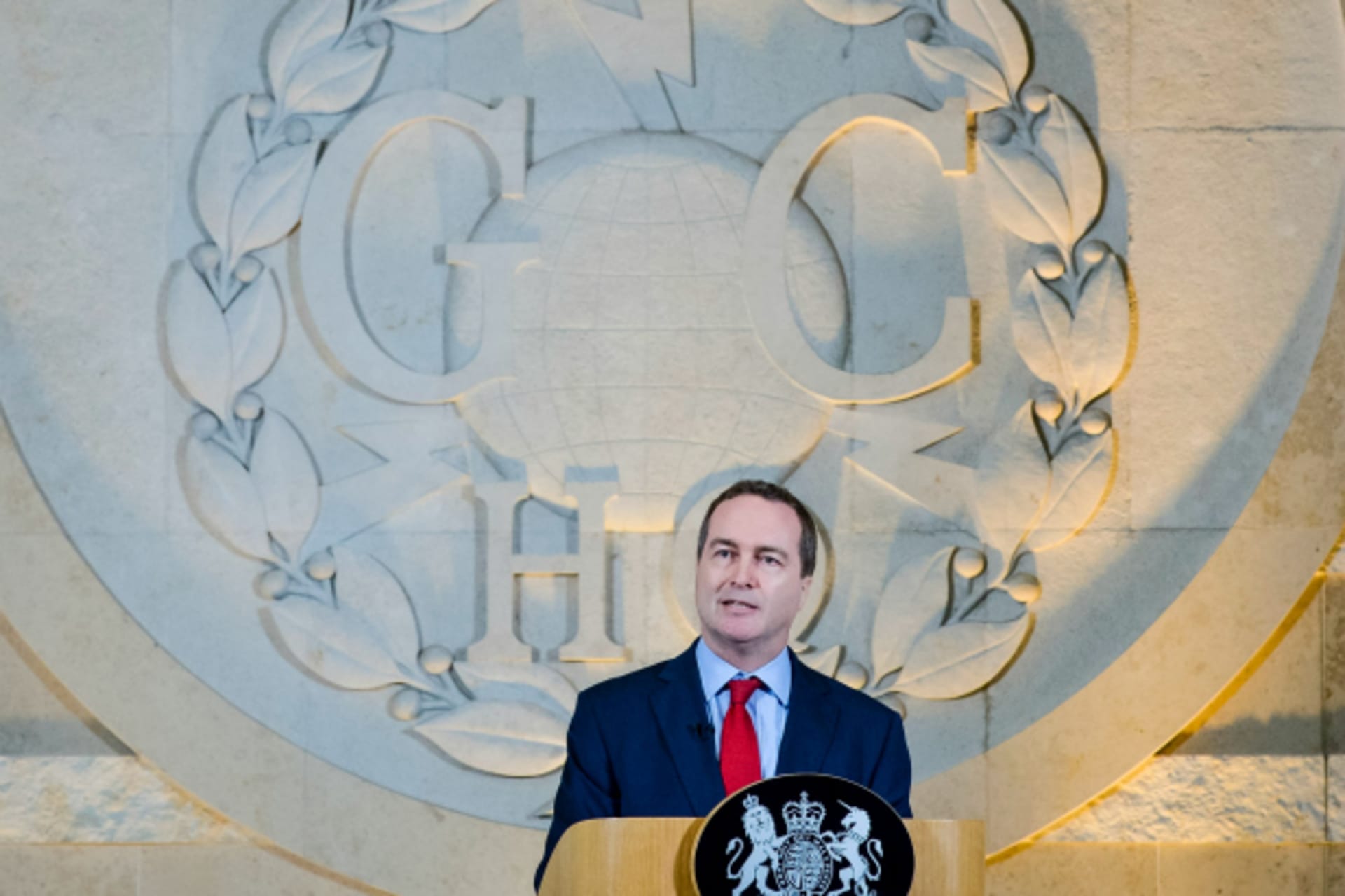 <p>The director of Britain’s GCHQ Robert Hannigan delivers a speech at Government Communications Headquarters in Cheltenham, November 17, 2015. </p>
