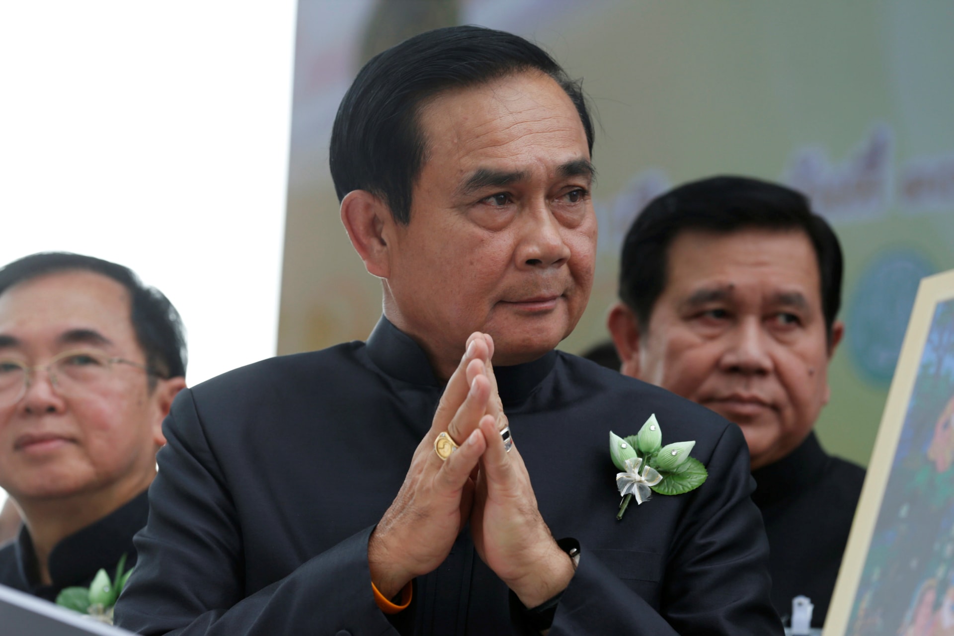 <p>Thailand’s Prime Minister Prayuth Chan-ocha gestures in a traditional greeting as he arrives at a weekly cabinet meeting at the Government House in Bangkok, Thailand, on May 2, 2017.</p>

