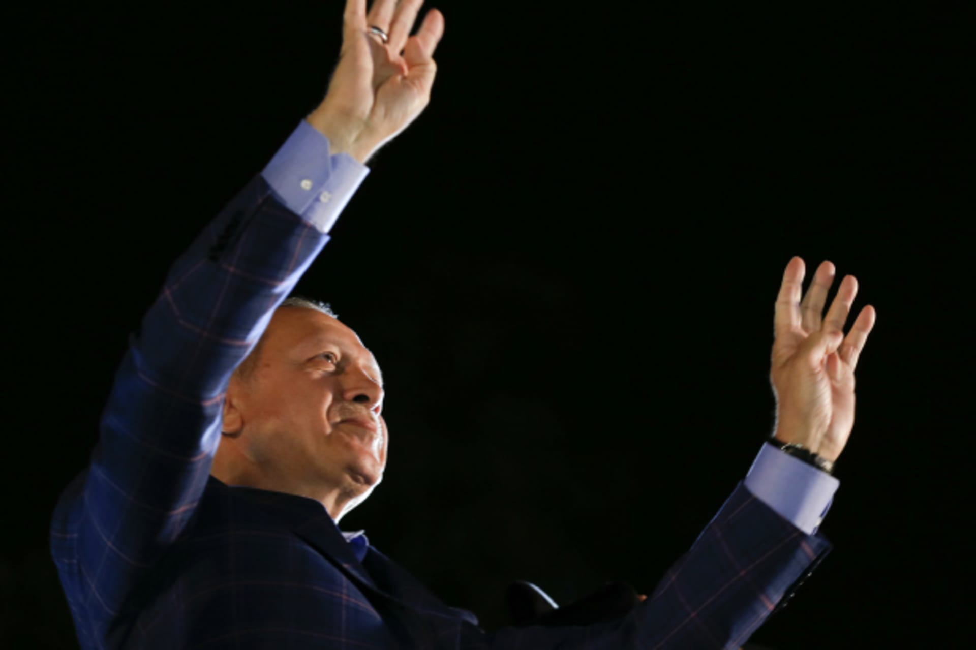 <p>Turkish President Tayyip Erdogan greets his supporters in Istanbul (Murad Sezer/Reuters).</p>
