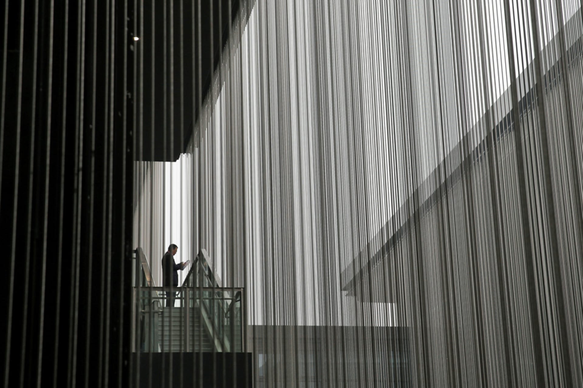 <p>A man looks at a phone during the third annual World Internet Conference in Jiaxing, China, November 2016.</p>
