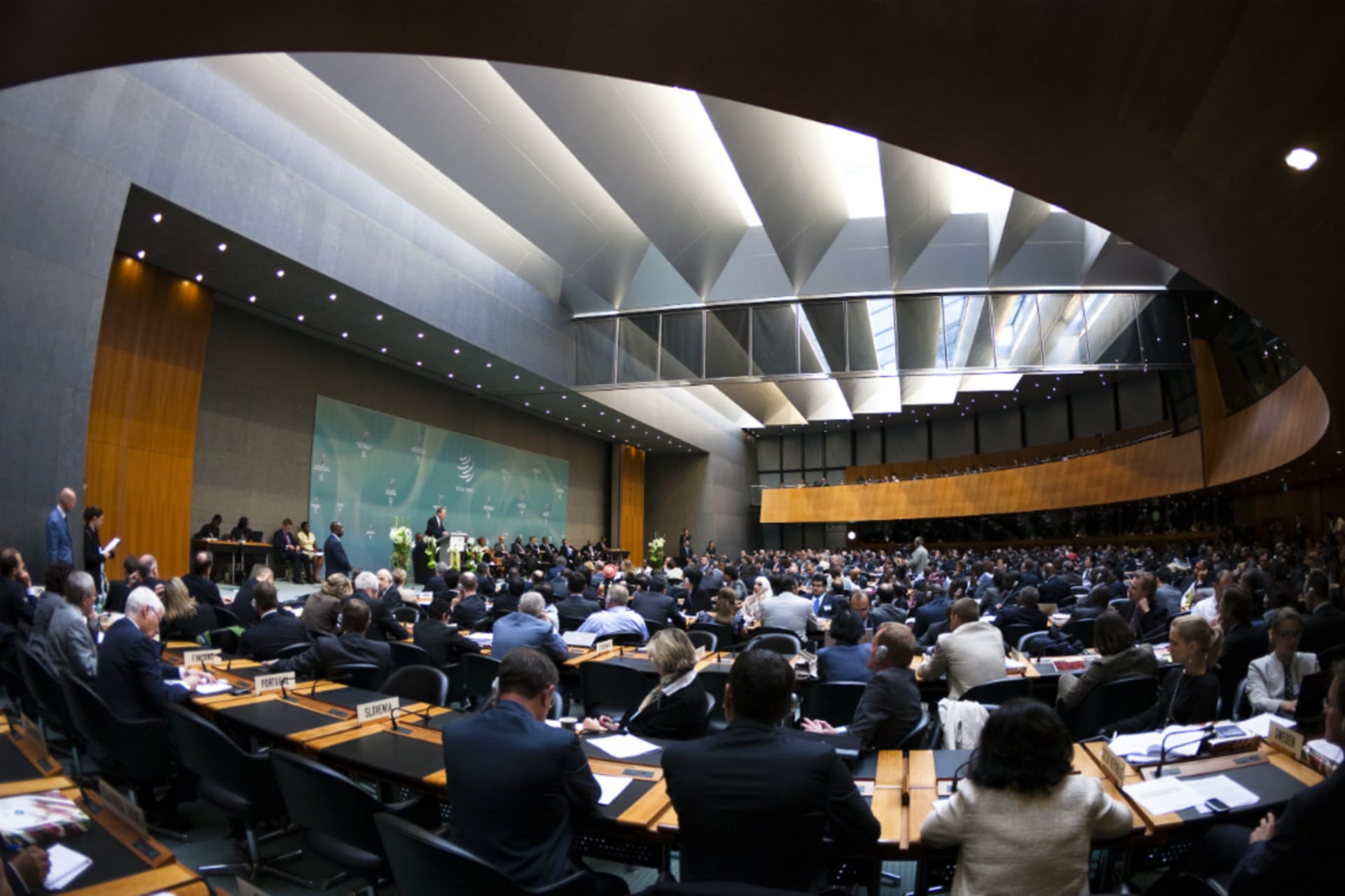 <p>A meeting of WTO members at the organization’s headquarters in Geneva, Switzerland.</p>
