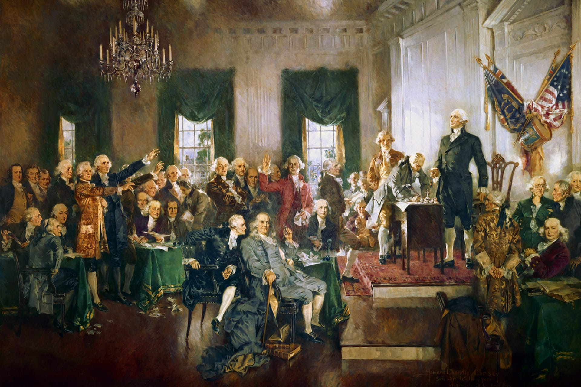 <p>Scene at the Signing of the Constitution of the United States by Howard Chandler Christy.</p>
