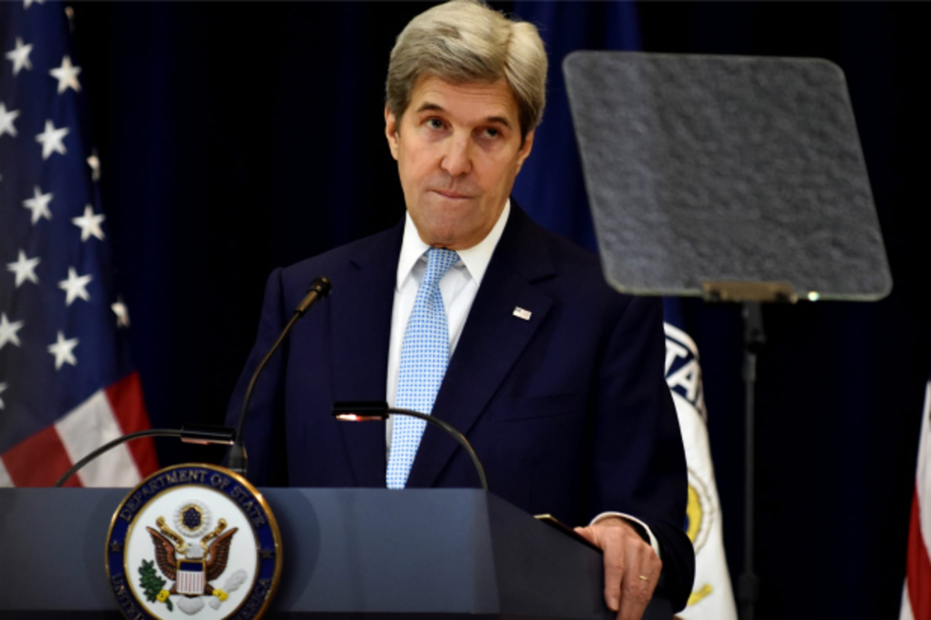 <p>U.S. Secretary of State John Kerry delivers remarks on Middle East peace at the Department of State in Washington (James Lawler Duggan/Reuters).</p>
