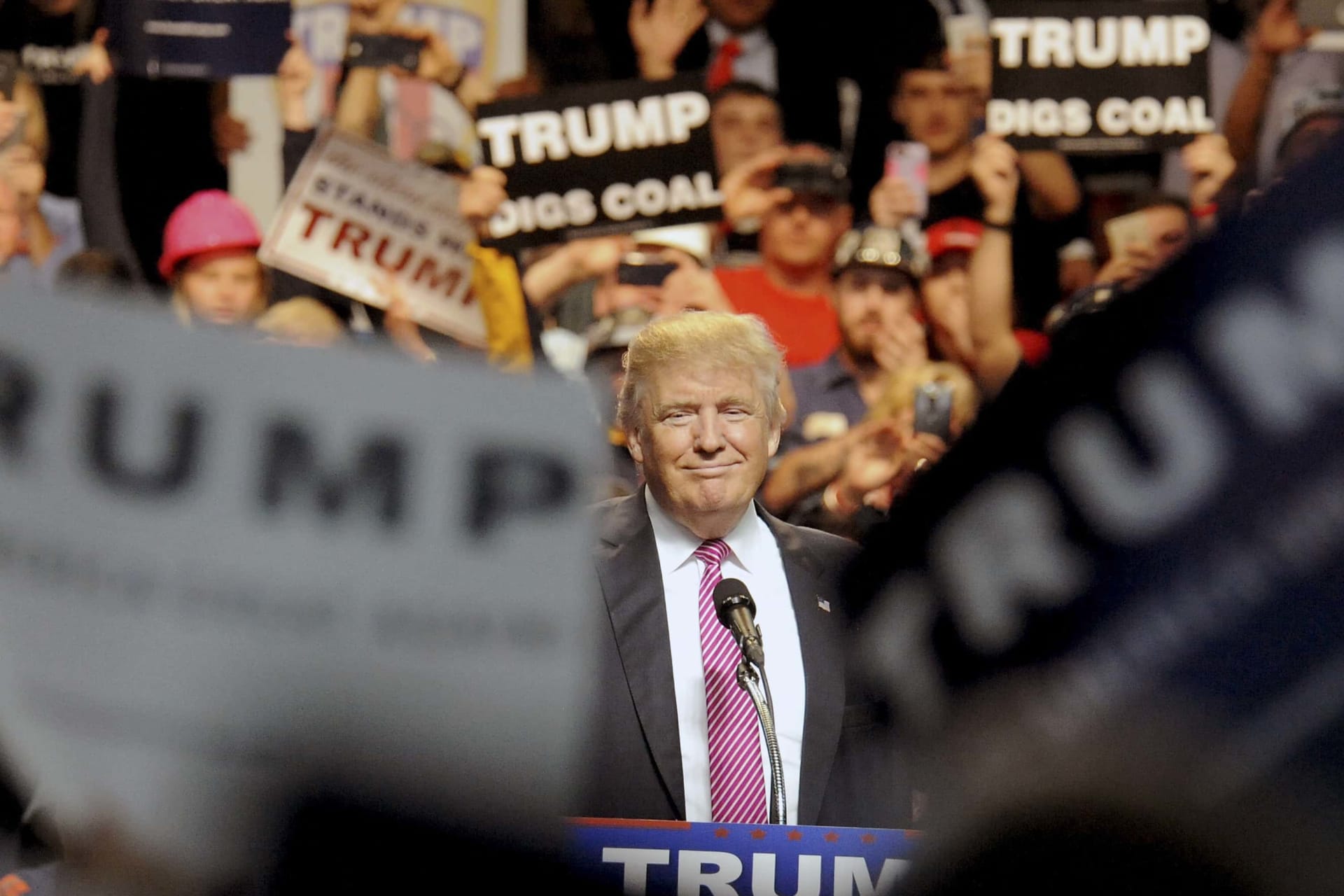 <p>Donald Trump speaks to supporters in Charleston, West Virginia as the Republican presidential candidate in May 2016 (Reuters/Chris Tilley)</p>
