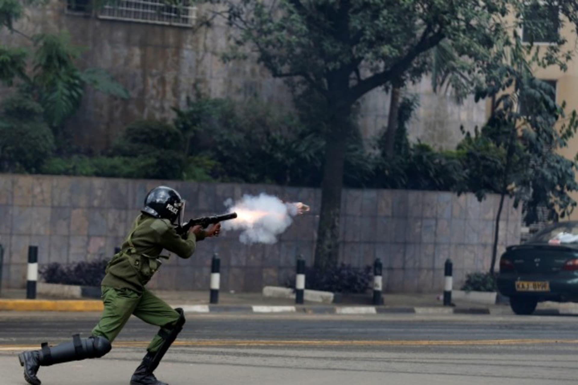 <p>A riot policeman fires a teargas canister to disperse supporters of Kenya’s opposition Coalition for Reforms and Democracy (CO…d the disbandment of the electoral body ahead of next year’s election in Nairobi, Kenya, May 23, 2016 (Reuters/Thomas Mukoya).</p>
