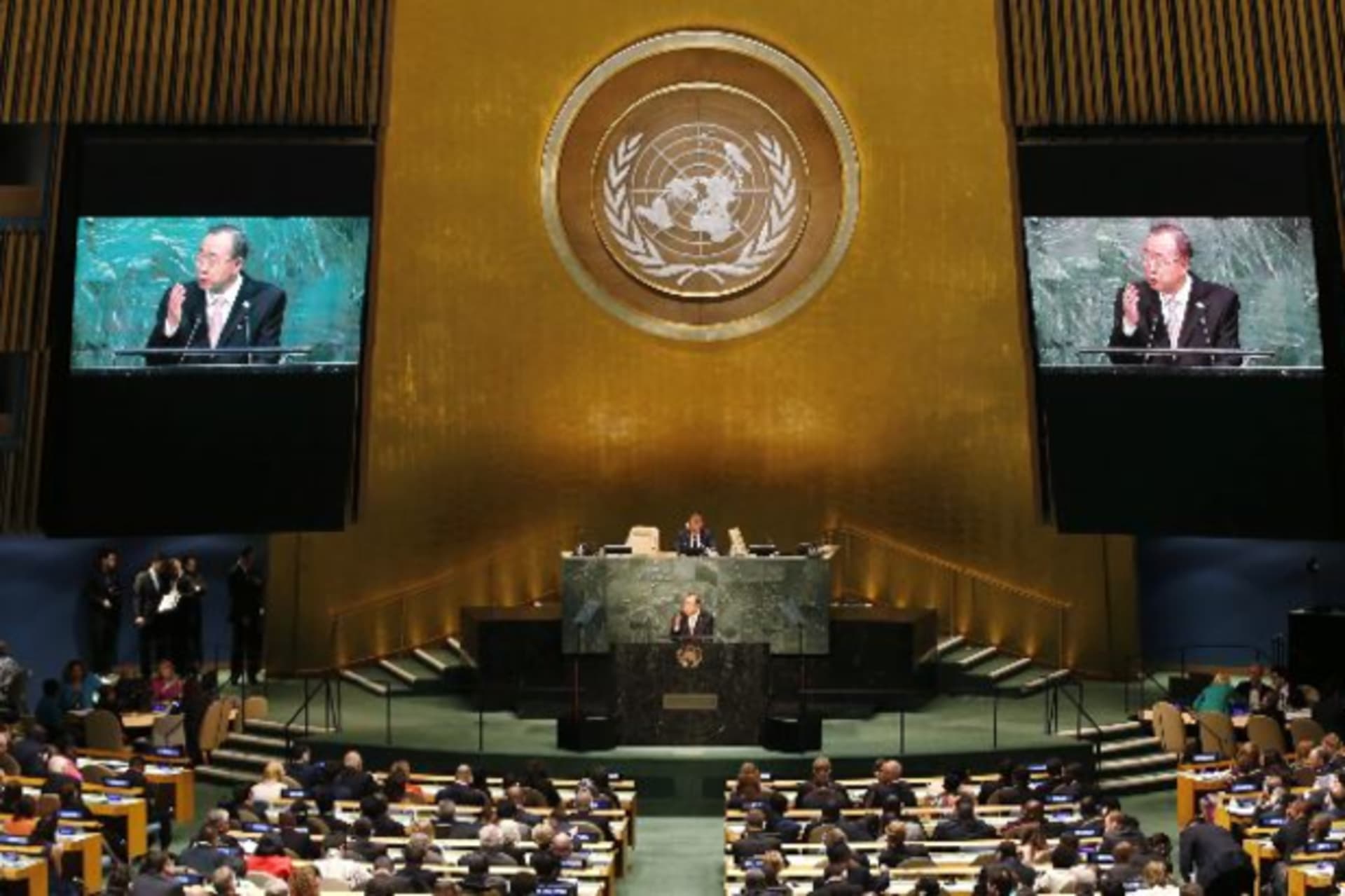 <p>Ban Ki-moon, U.N. Secretary-General addresses a plenary meeting of the United Nations Sustainable Development Summit 2015 at U…o formally adopt an ambitious new sustainable development agenda a press statement by the U.N. stated. (Soe Zeya Tun/Reuters).</p>
