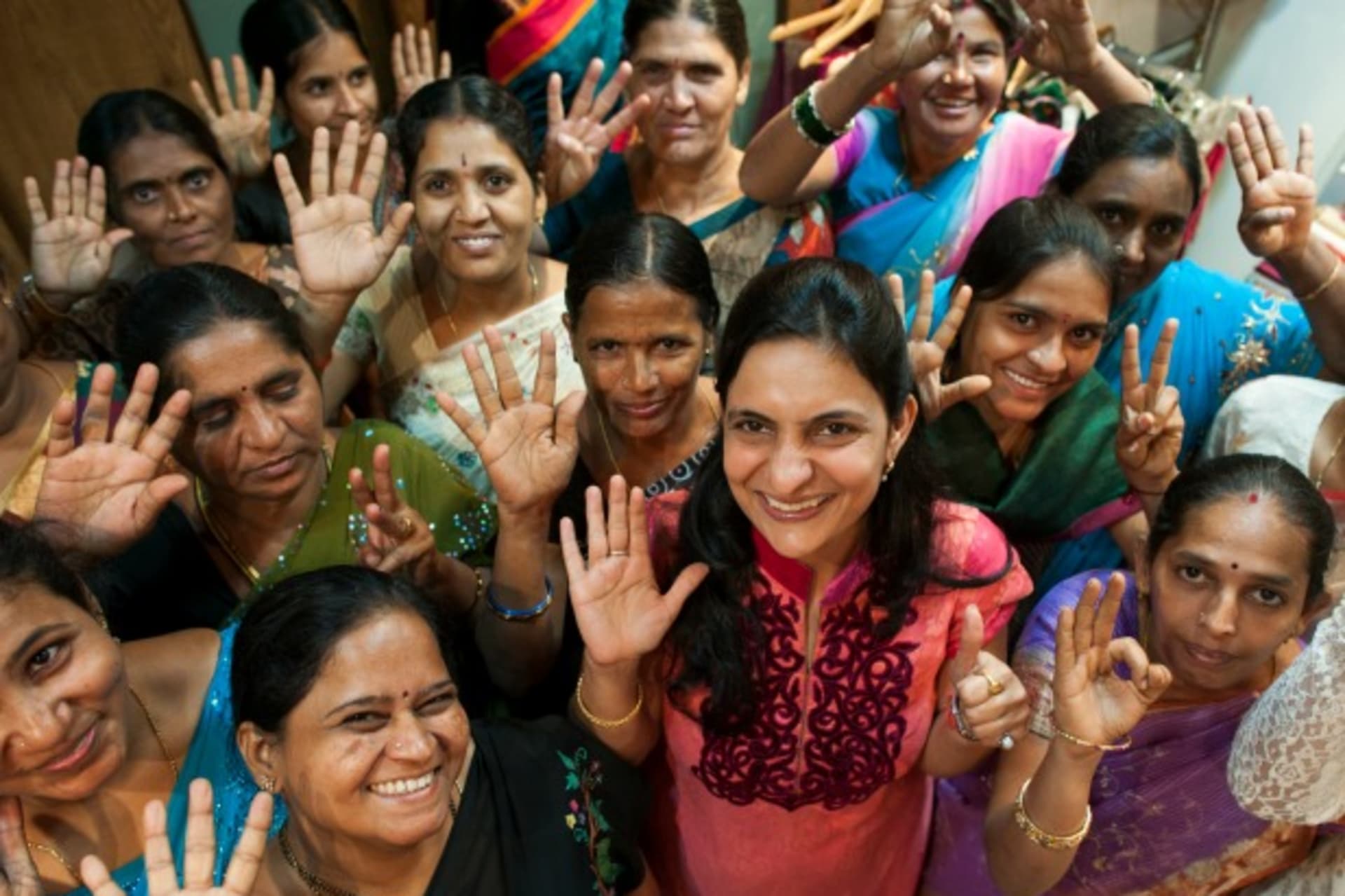 <p>Varsha Mahendra, founder of DSGYN IDYS and Jus Blouses, works in her showroom and in the factory in Hyderabad, India, October 2012 (Courtesy Goldman Sachs).</p>
