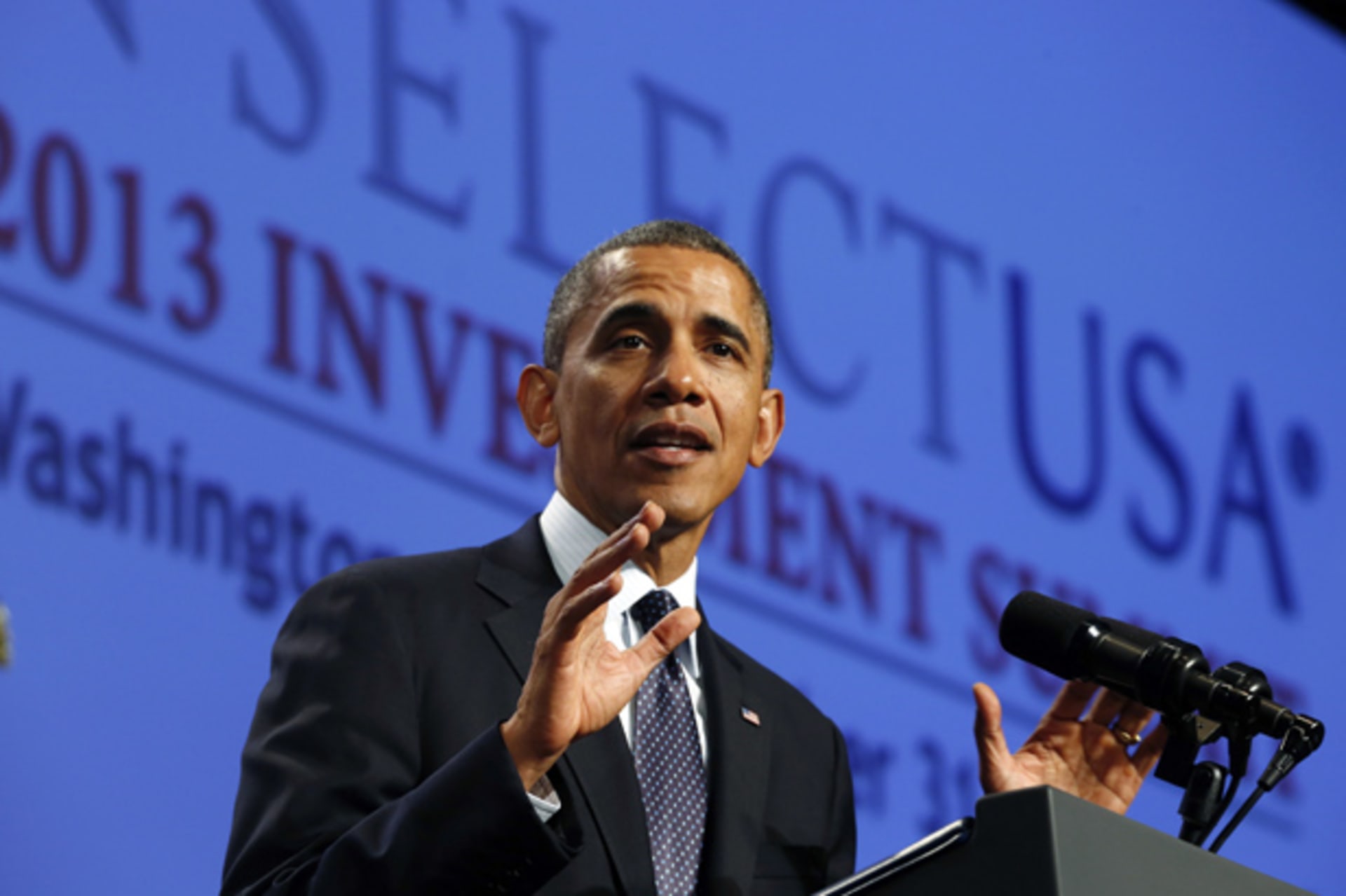 U.S. President Barack Obama speaks at the SelectUSA 2013 Investment Summit in Washington