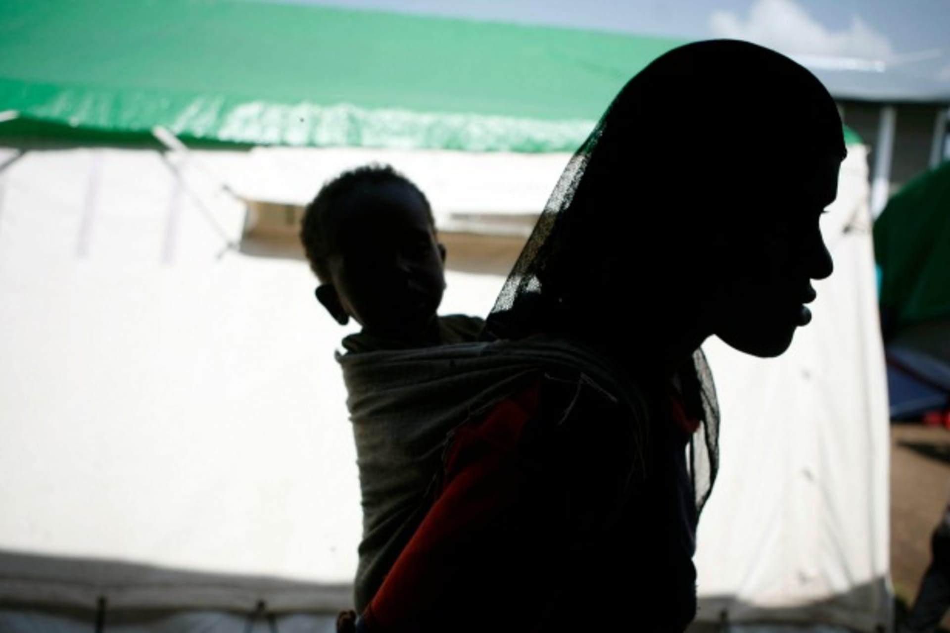 <p>A mother carries her malnourished child in southern Ethiopia, June 2008 (Courtesy Reuters/Radu Sigheti).</p>
