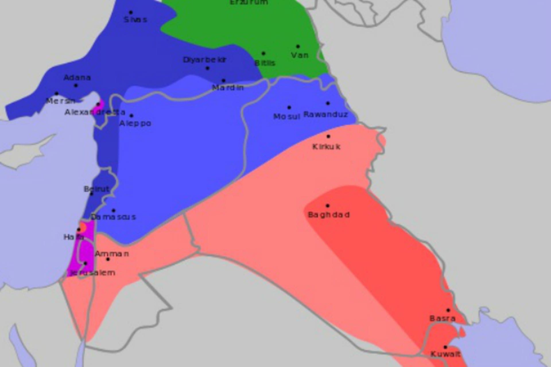 Map of Sykes-Picot Agreement