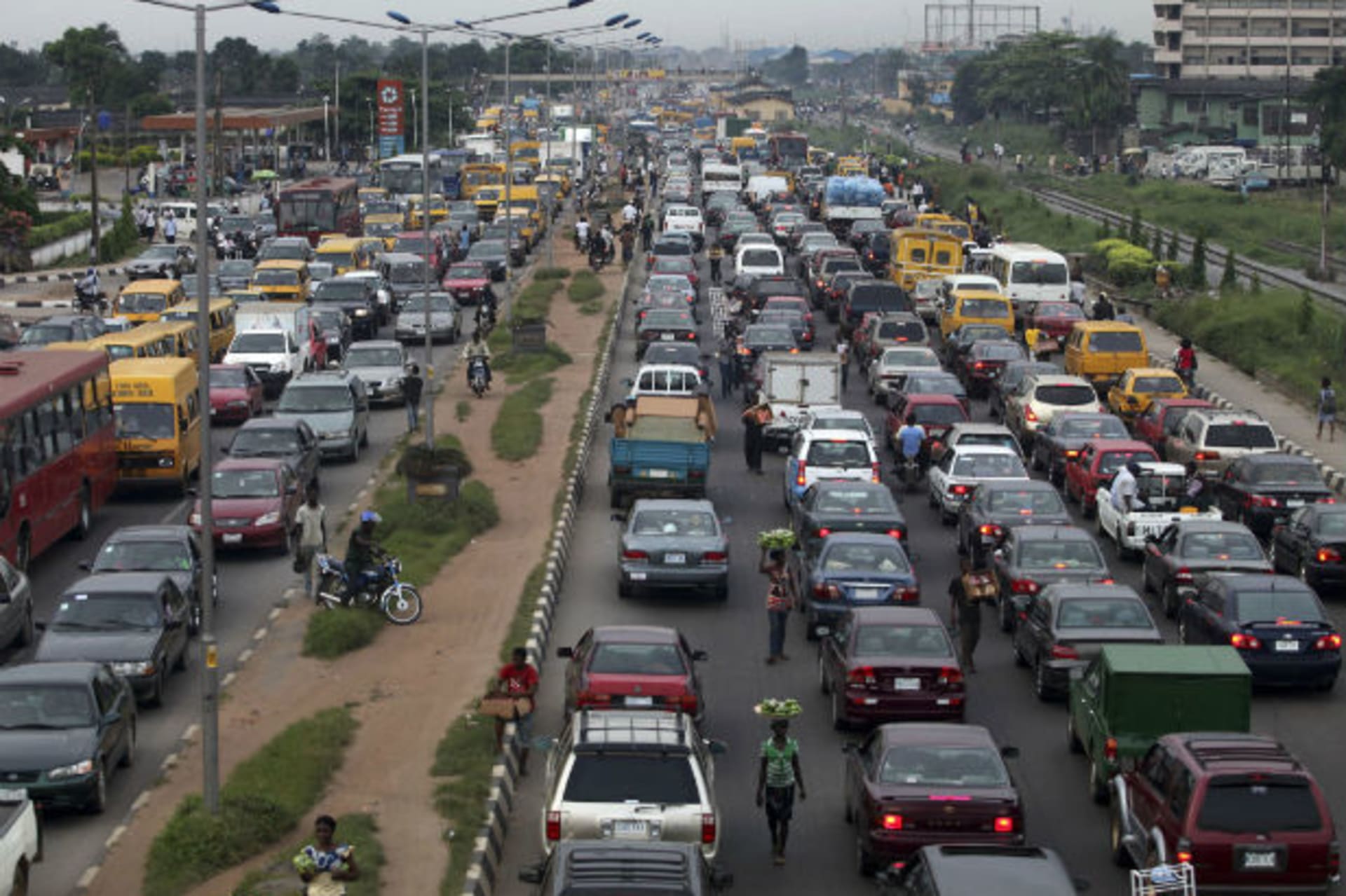 <p>Heavy traffic is seen on the Lagos-Abeokuta expressway in Nigeria’s commercial capital Lagos on November 11, 2010 (Akintunde Akinleye/Courtesy Reuters)</p>
