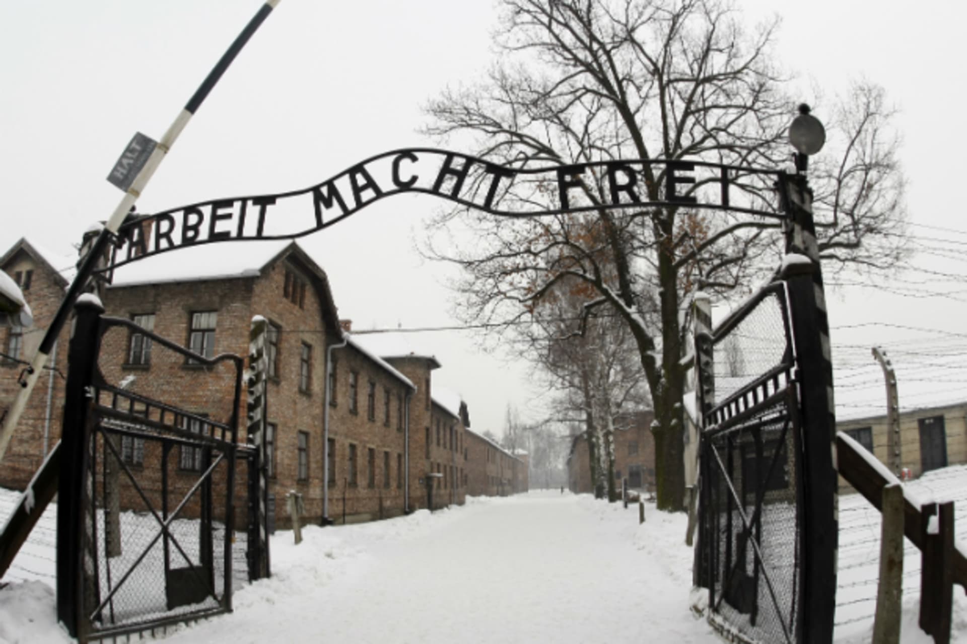 <p>View of the Auschwitz Museum’s main gate near the former death camp Auschwitz-Birkenau in Oswiecim January 18, 2010. (Courtesy REUTERS/Eric Gaillard).</p>
