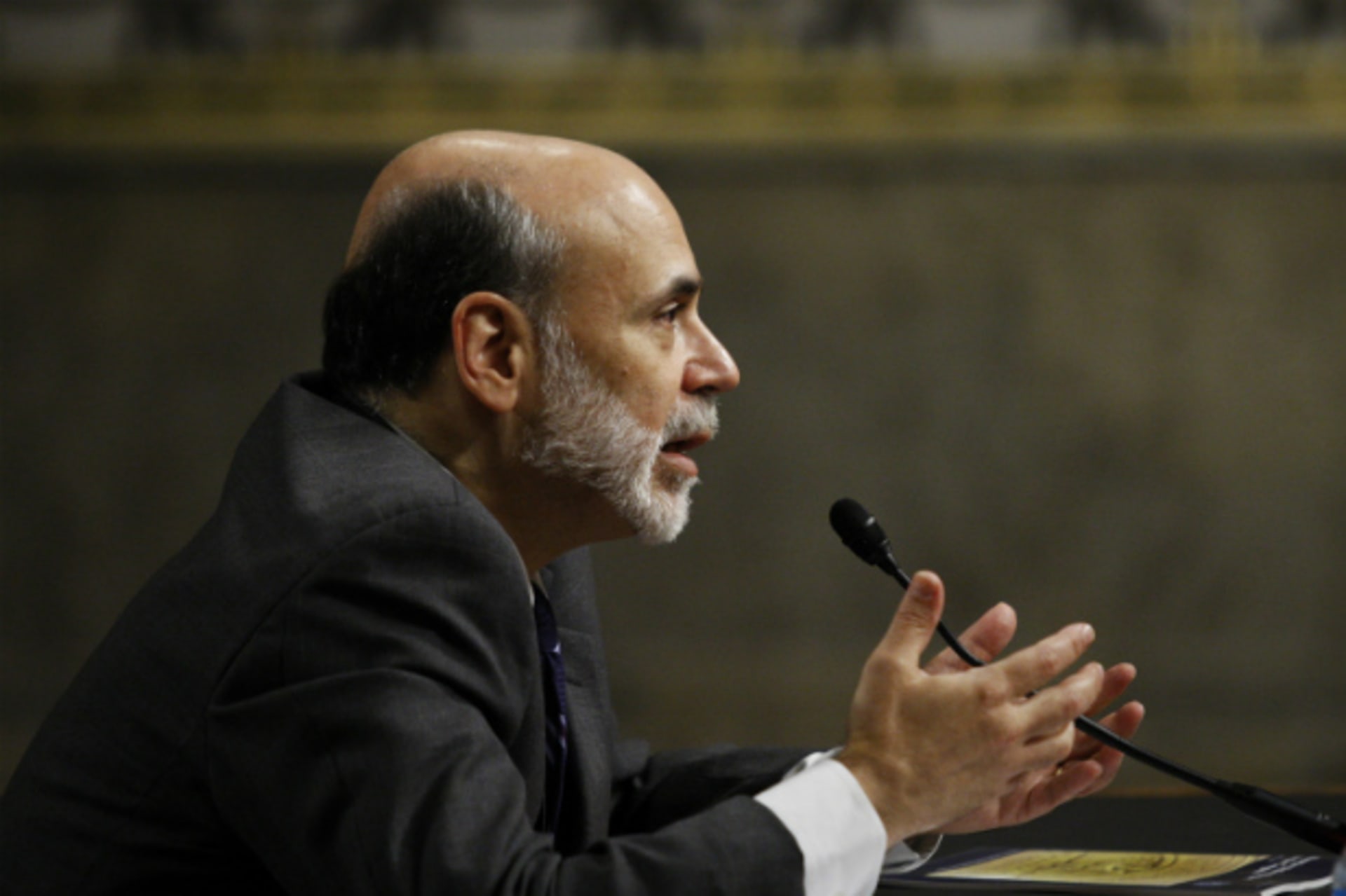 <p>Federal Reserve Board Chairman Ben Bernanke testifies before the Senate Banking, Housing and Urban Affairs Committee on July 21, 2010 (Molly Riley/Courtesy Reuters).</p>
