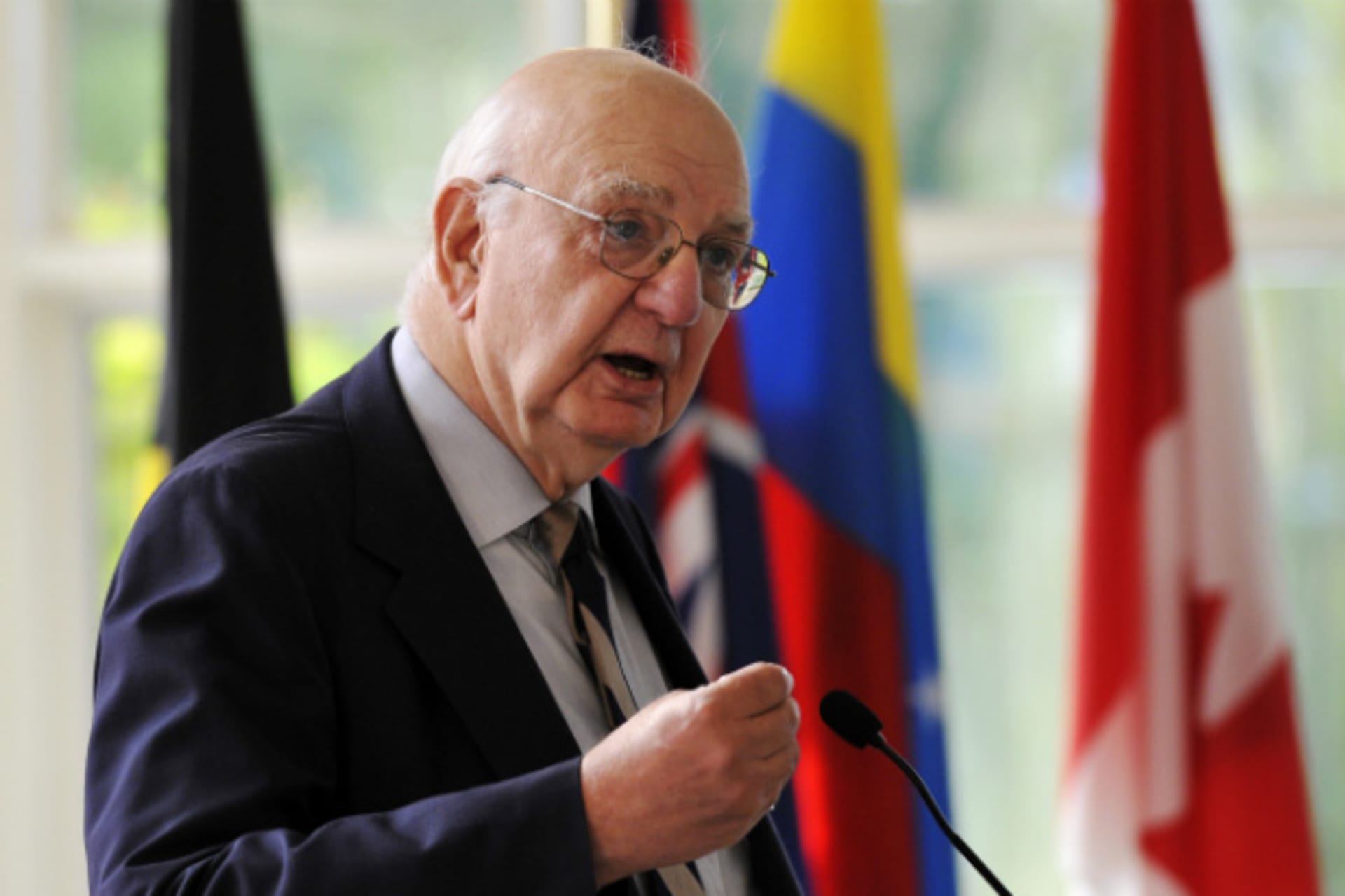 <p>Paul Vocker, former chairman of the Federal Reserve and President Obama’s Economic Recovery Advisory Board, speak to Canadian business leaders in September 2010. (Todd Korol/Courtesy Reuters)</p>
