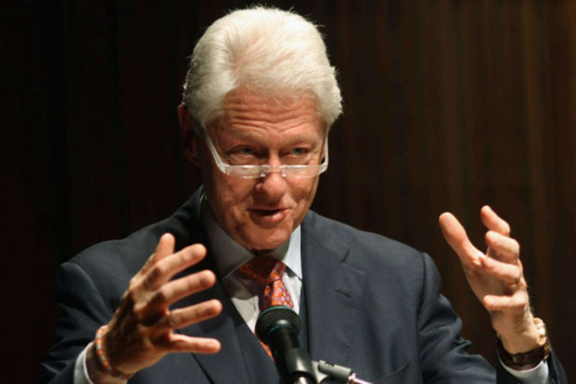 <p>Former President Bill Clinton in a recent speech (Fredy Builes/Courtesy Reuters</p>
