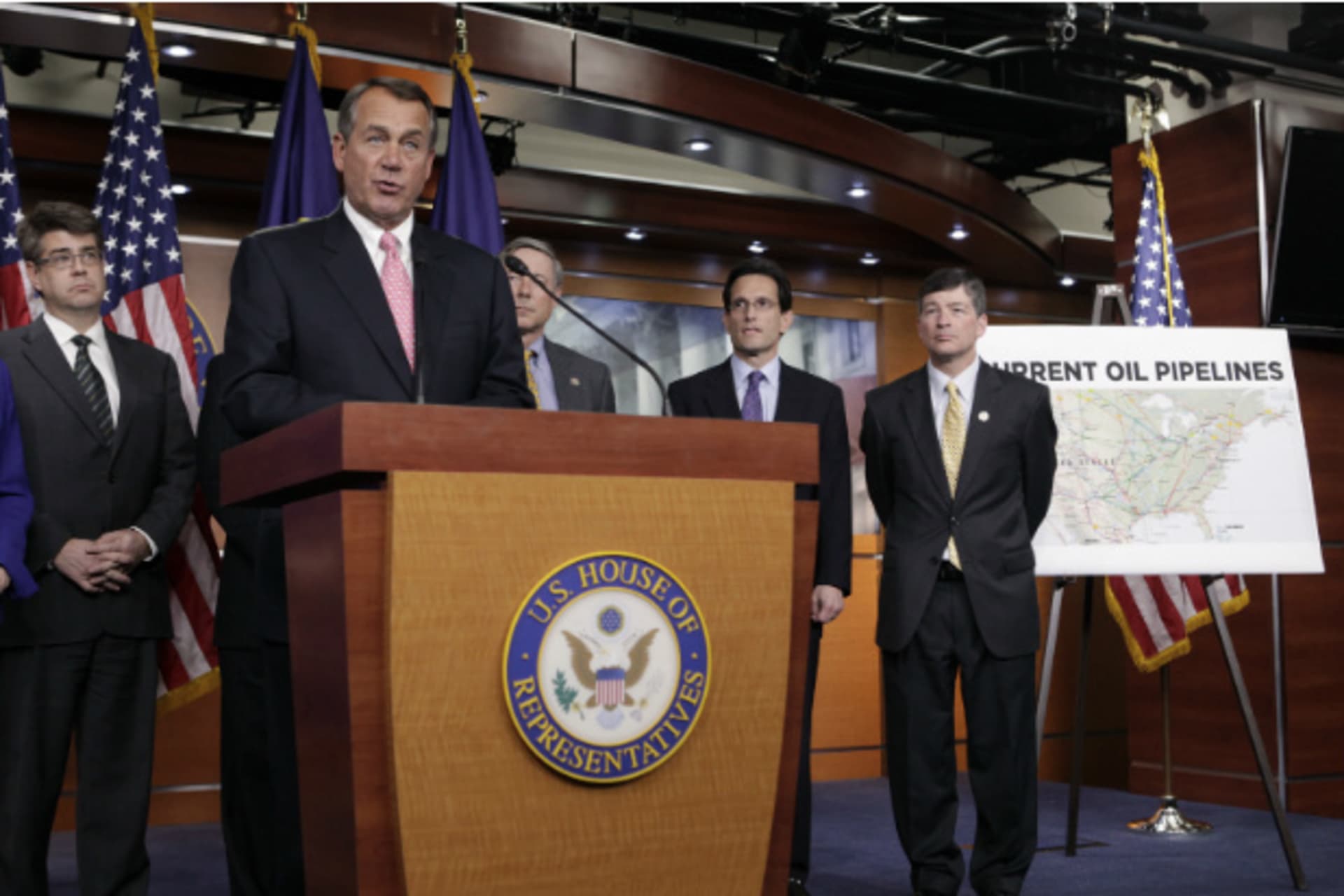 <p>House Speaker John Boehner attends the GOP news conference on the Keystone XL pipeline decision in Washington on January 18, 2012. (Yuri Gripas/Courtesy Reuters)</p>
