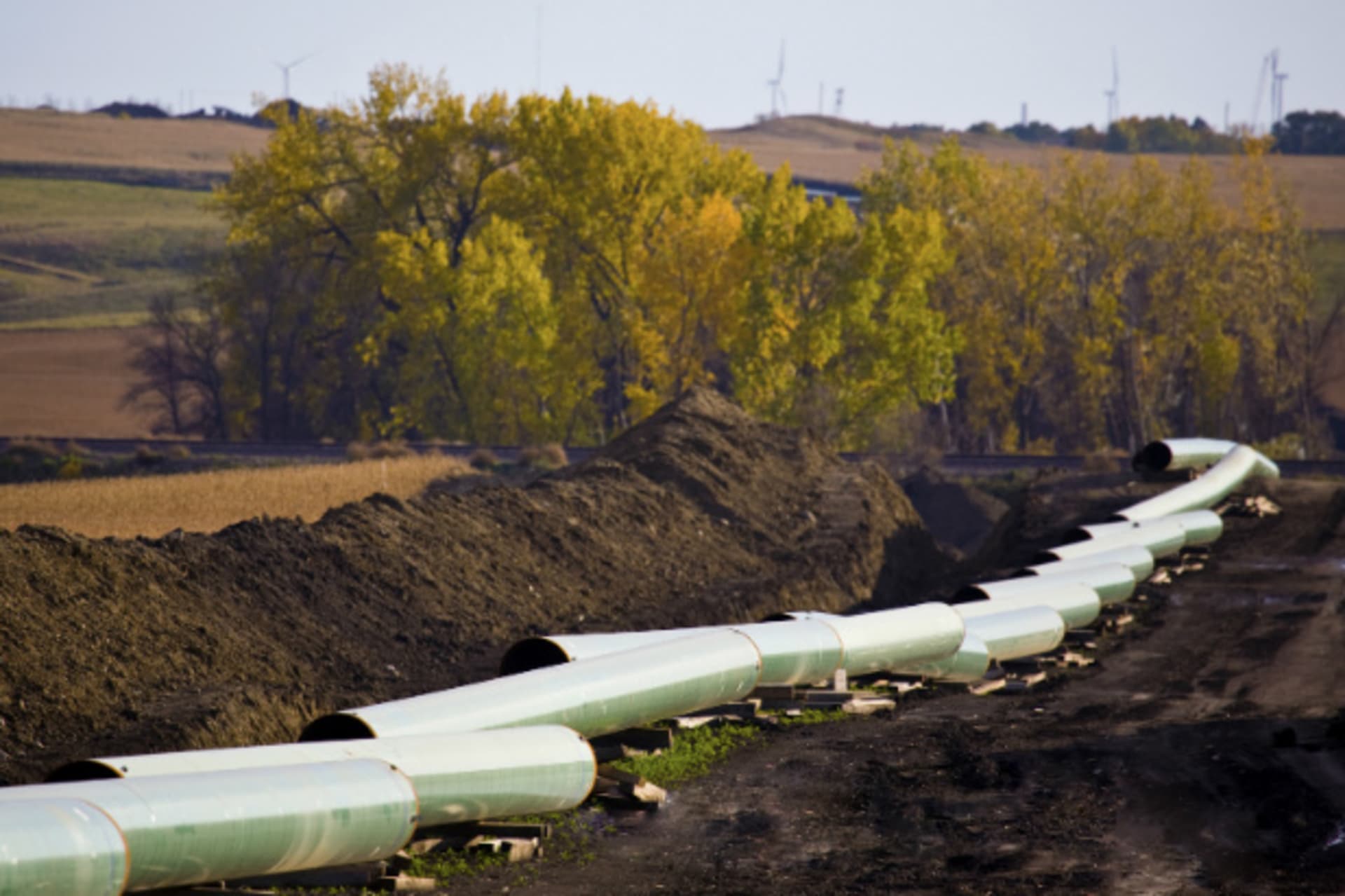 <p>Undated photograph of Keystone oil pipeline under construction in North Dakota (TransCanada Corp./Courtesy Reuters).</p>
