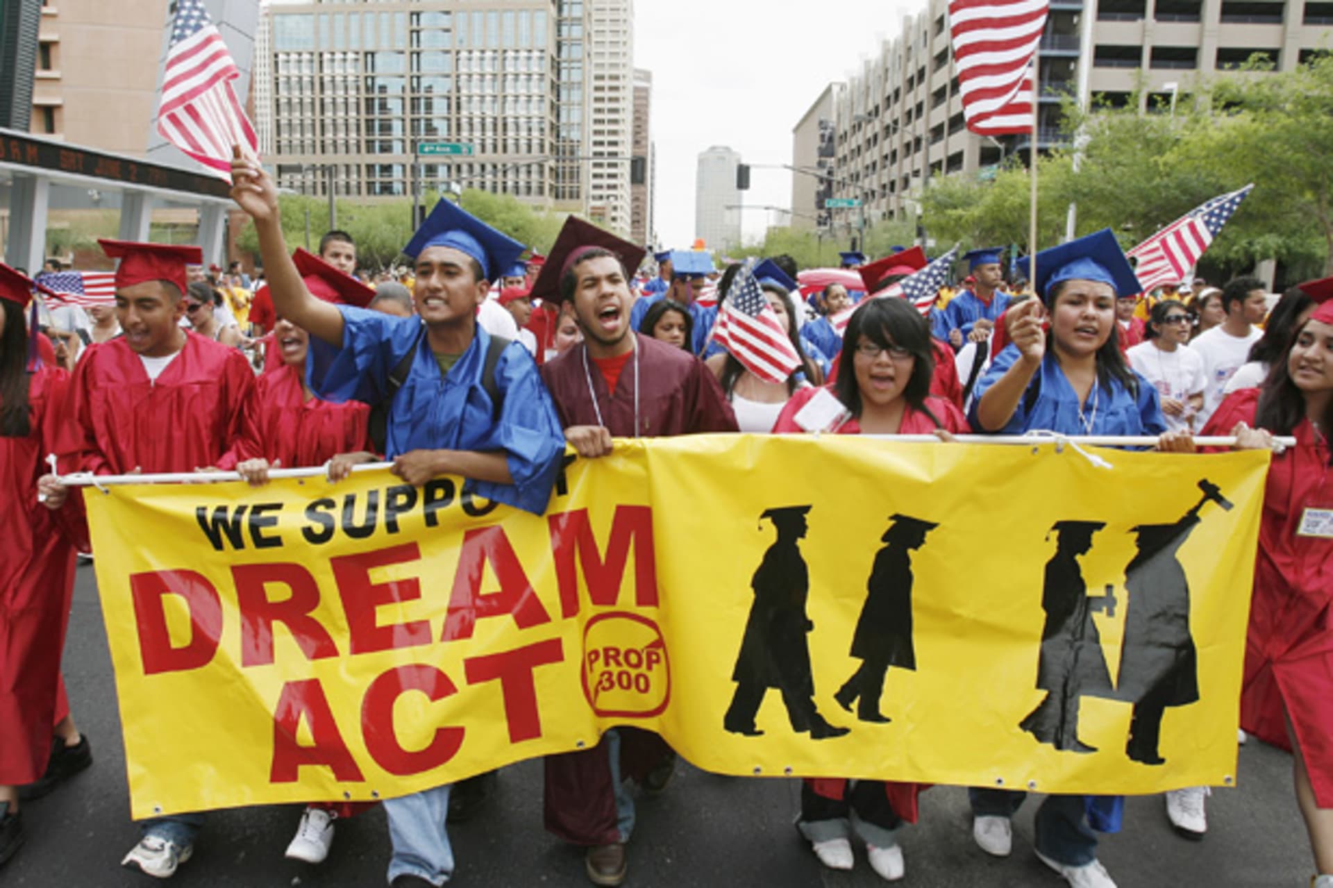 <p>Students march in favor of immigration reform and the Dream Act through downtown Phoenix, Arizona (Jeff Topping/Courtesy Reuters).</p>

