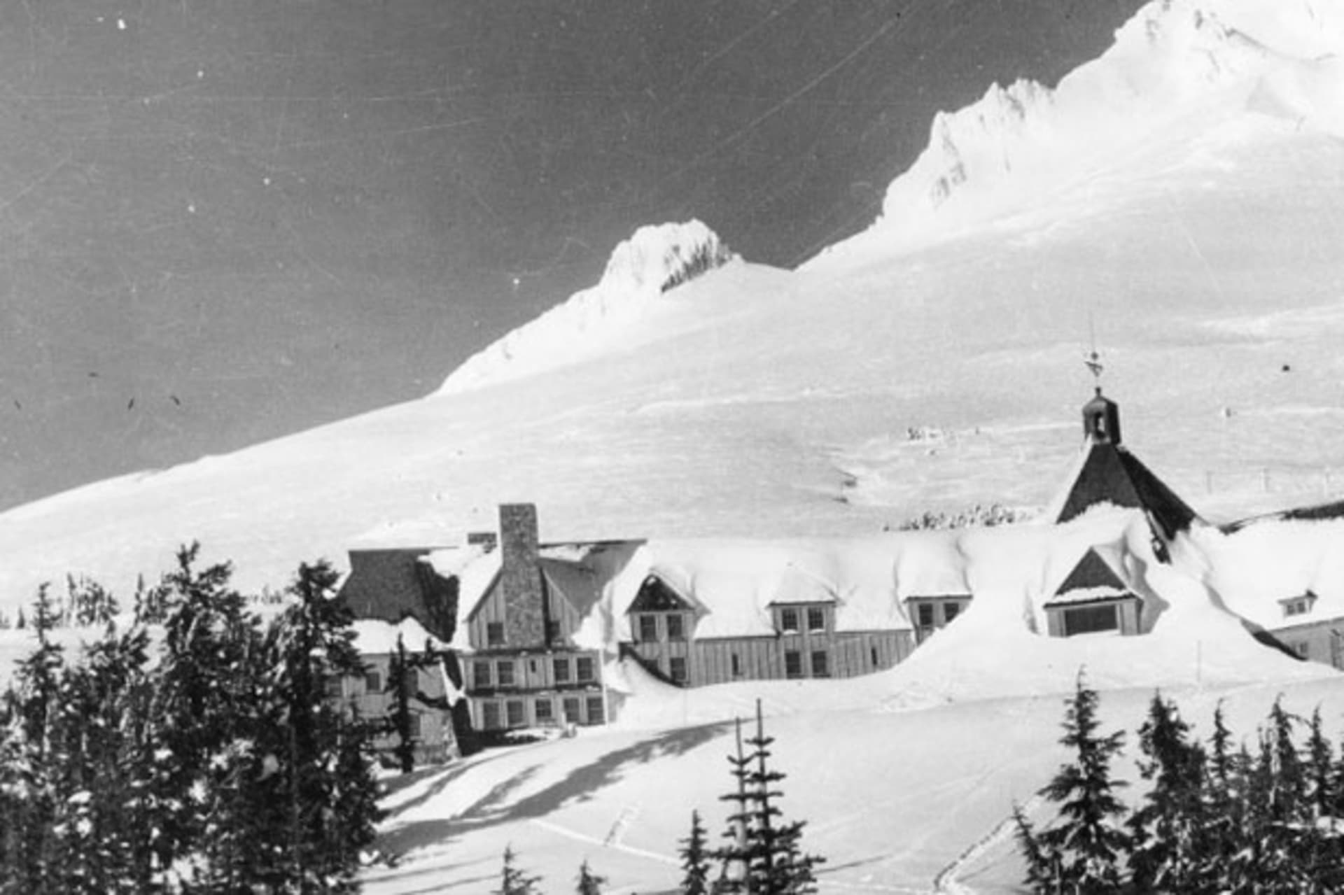 <p>Timberline Lodge at Mt. Hood, a Civilian Conservation Corps project (Courtesy Oregon State University Archives).</p>
