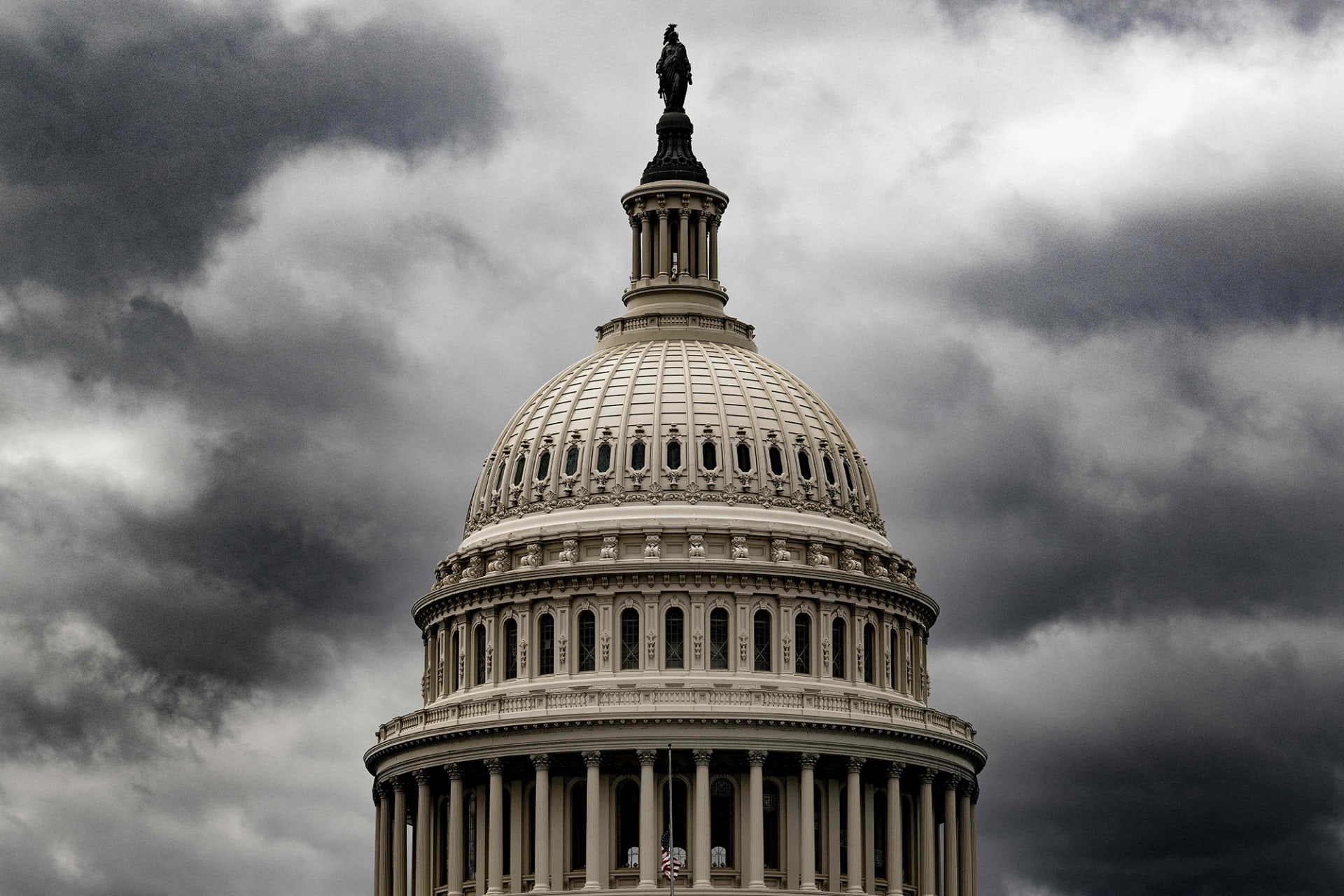 <p>Storm clouds hover above the U.S. Capitol.</p>
