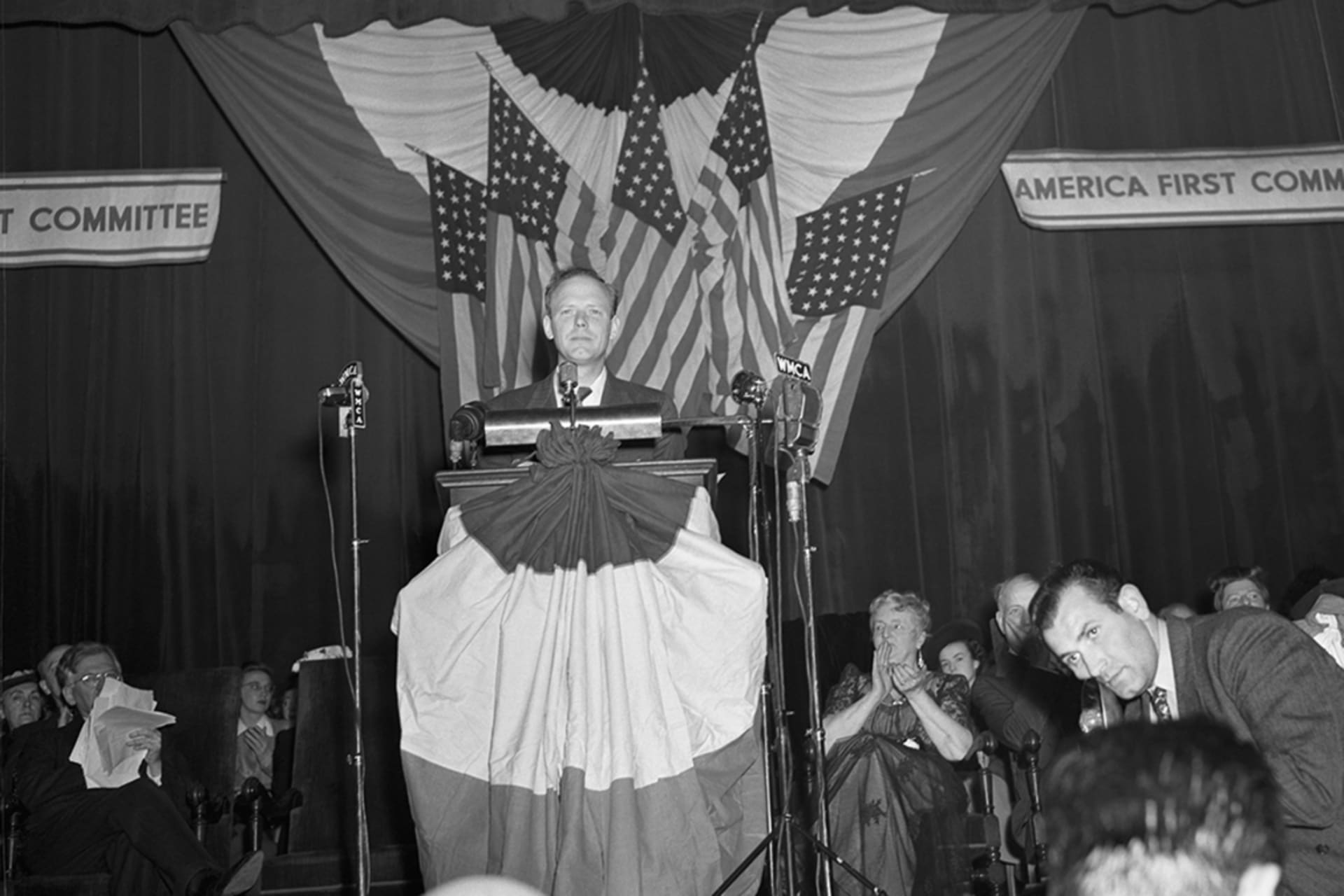 <p>Charles Lindbergh speaking at America First Rally.</p>
