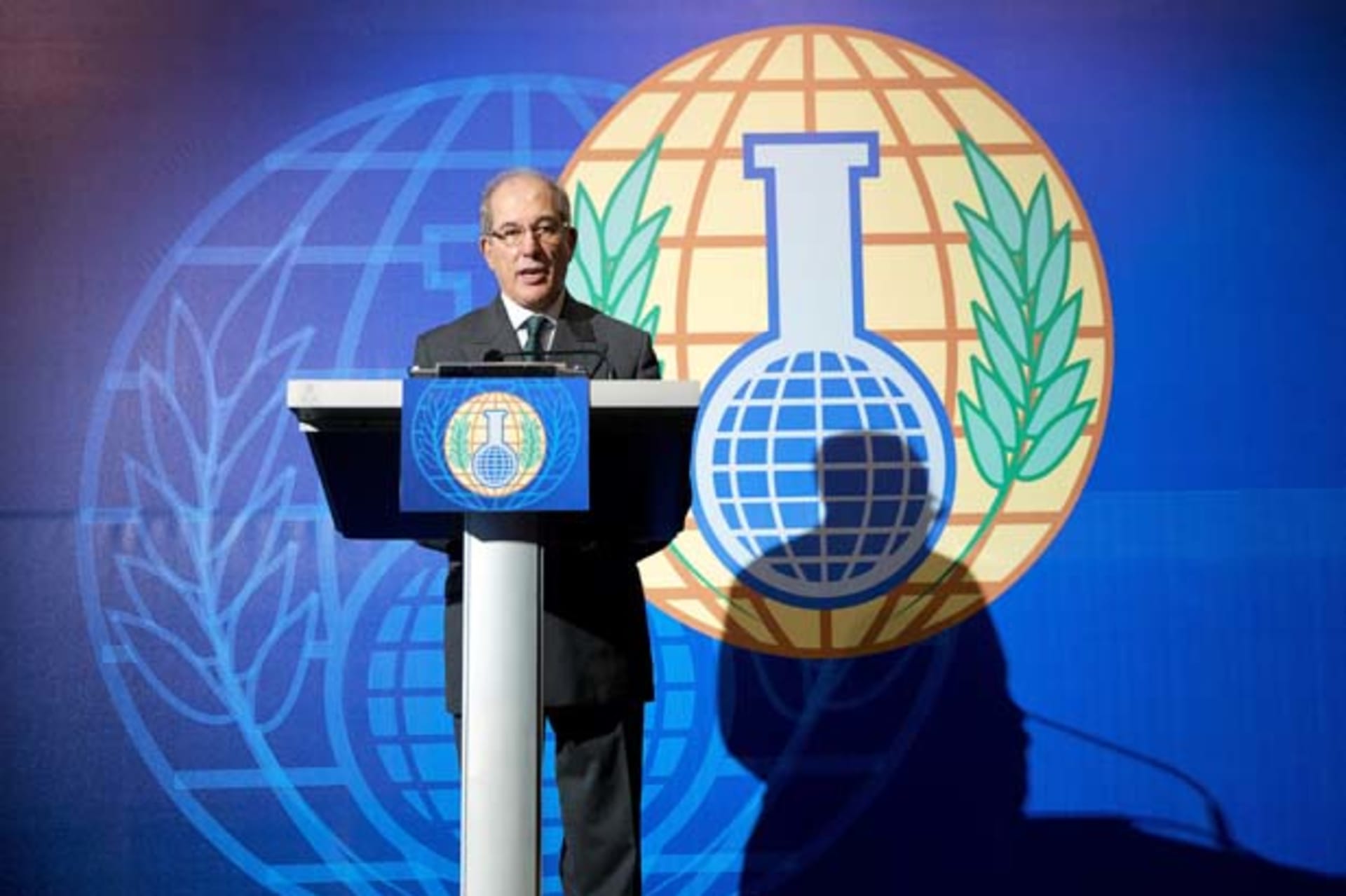 Organisation for the Prohibition of Chemical Weapons (OPCW) Director General Ahmet Uzumcu speaks during a news conference in The Hague